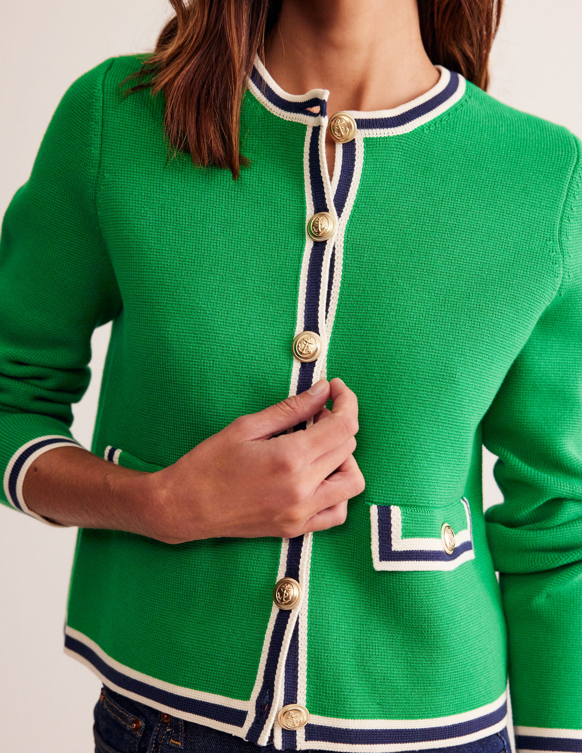Holly Cardigan-Sattes Smaragdgrün-2