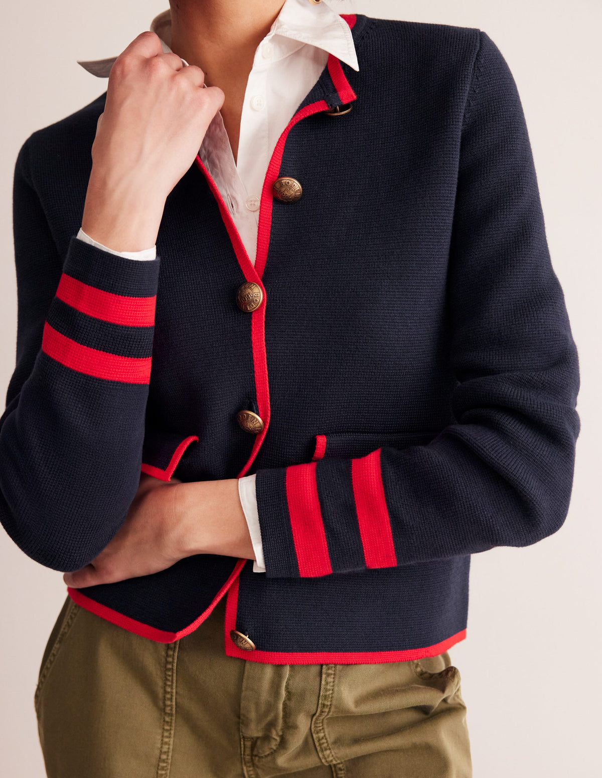 Holly Knitted Jacket-Navy, Rouge Red - Image 2