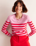 Catriona Pullover aus Baumwolle mit Rundhalsausschnitt-Altrosa, Rouge-Rot