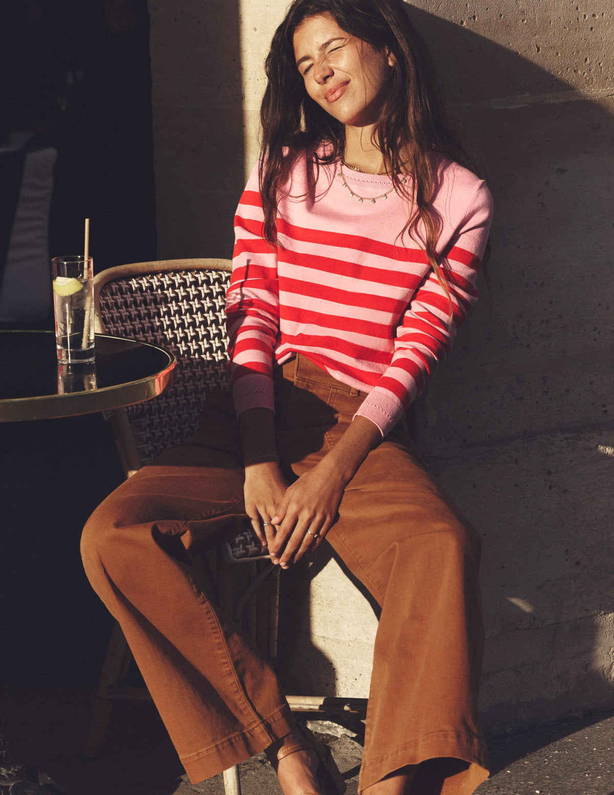 Catriona Pullover aus Baumwolle mit Rundhalsausschnitt-Altrosa, Rouge-Rot - Image 5
