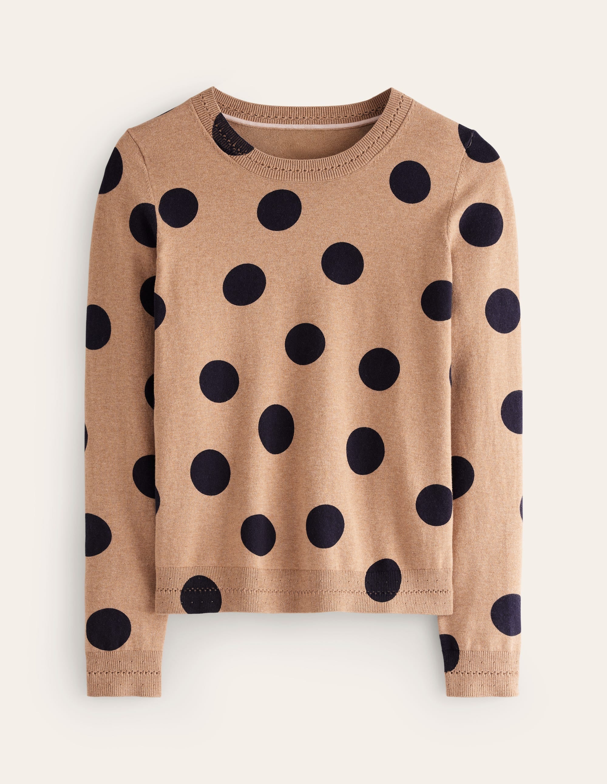 Catriona Pullover aus Baumwolle mit Rundhalsausschnitt-Kamelbraun Meliert, Abstrakte Punkte - Image 7