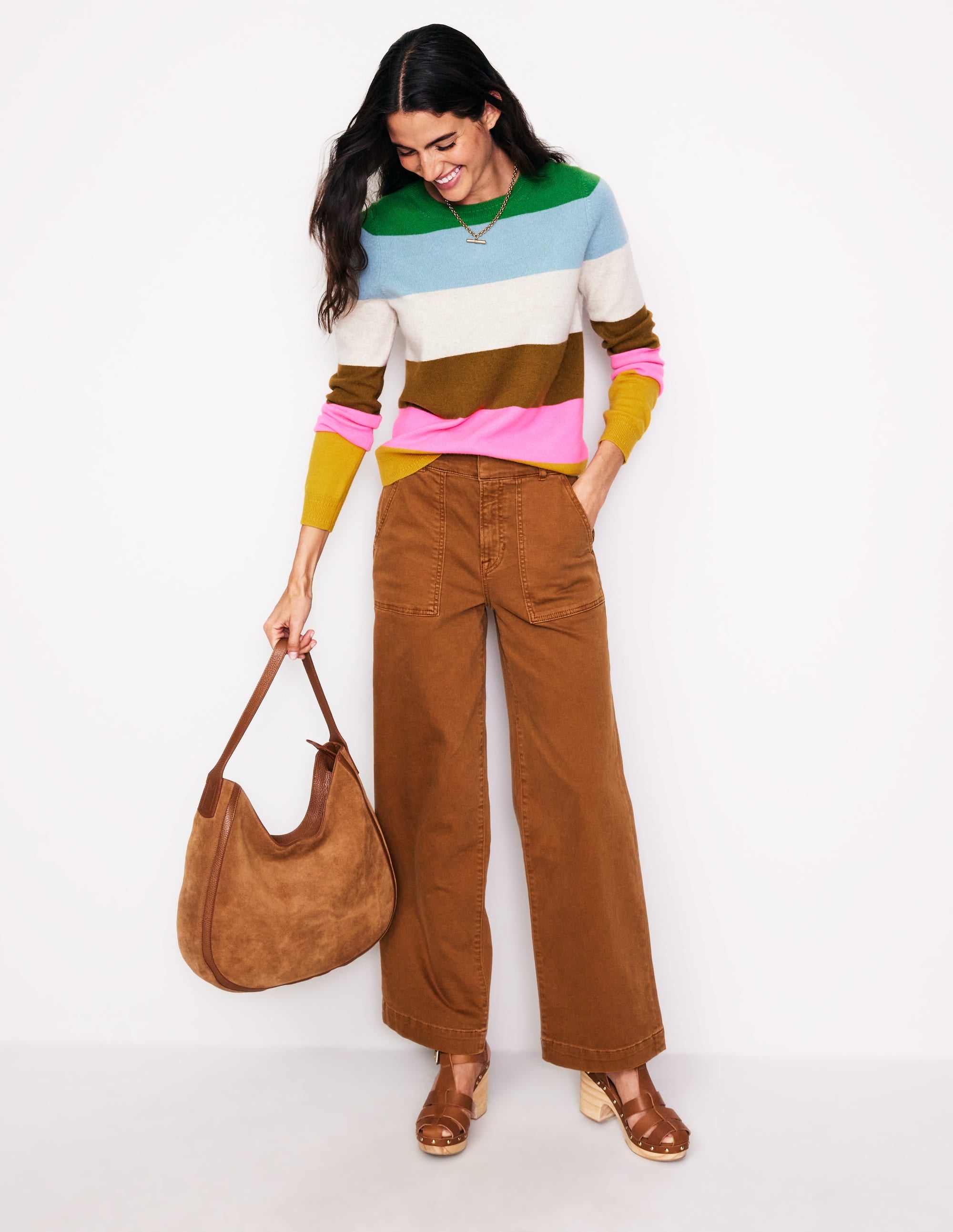 Pull Eva col rond en cachemire-Multi, arc-en-ciel - Image 4