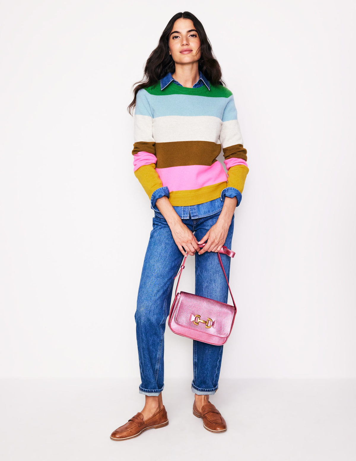 Pull Eva col rond en cachemire-Multi, arc-en-ciel - Image 6
