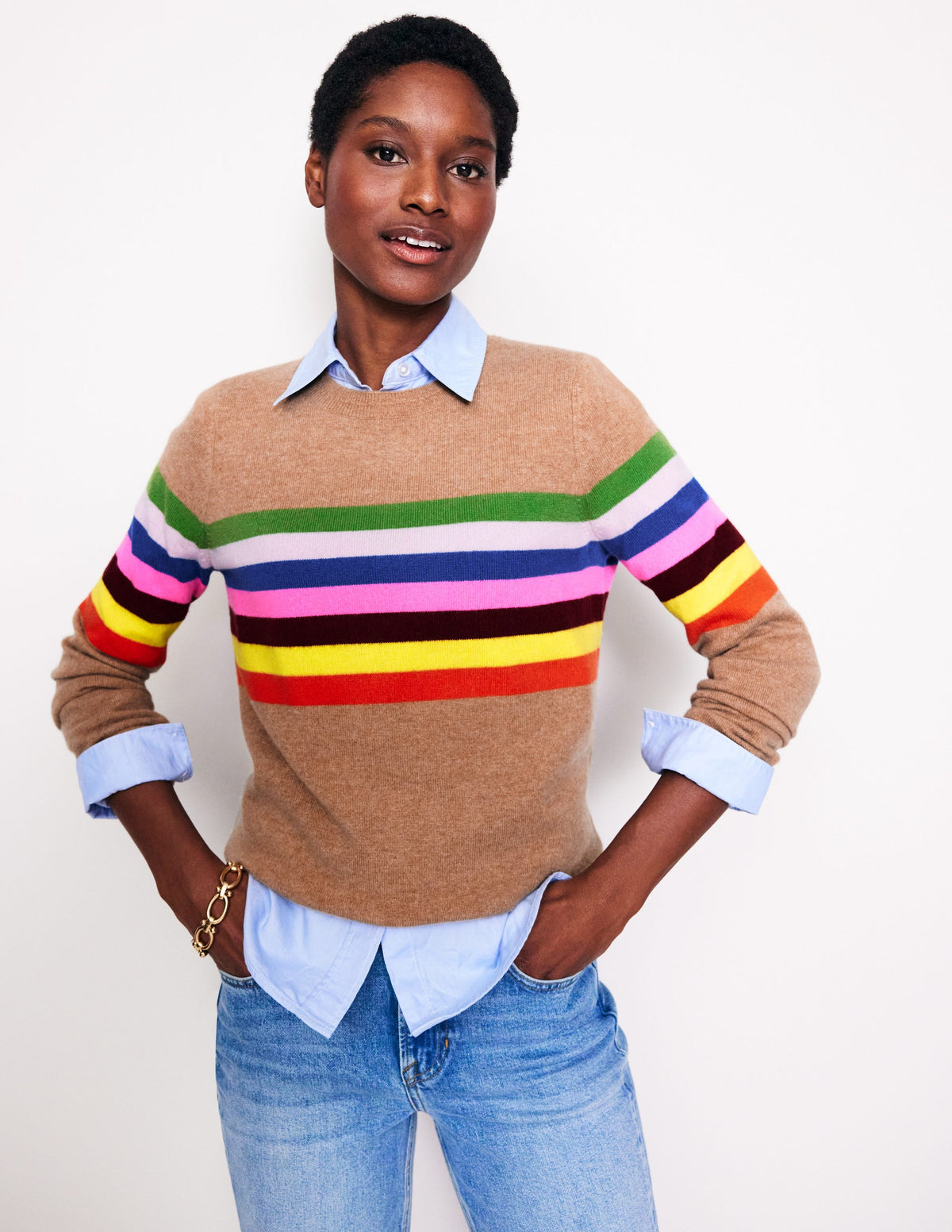 Eva Kaschmirpullover mit Rundhalsausschnitt-Graubraun Meliert - Image 1