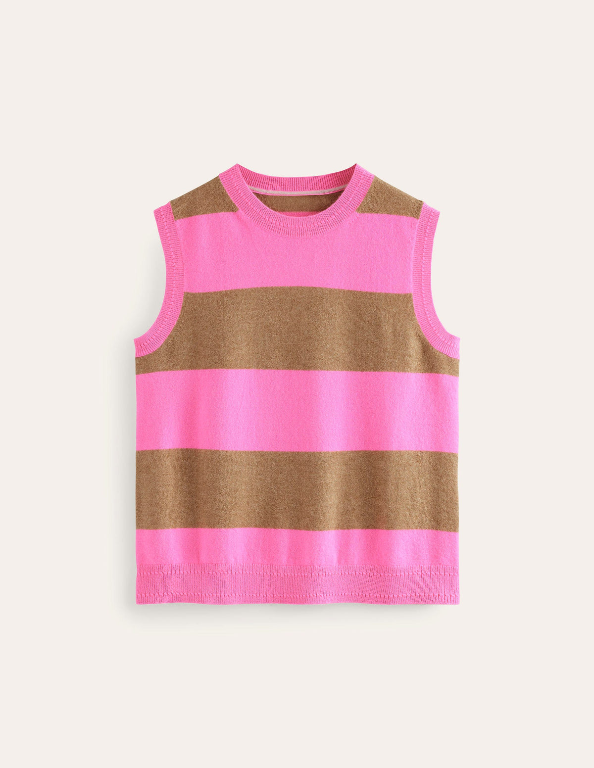 Eva Kaschmir-Pullunder-Kamelbraun Meliert/Neonpink - Image 9