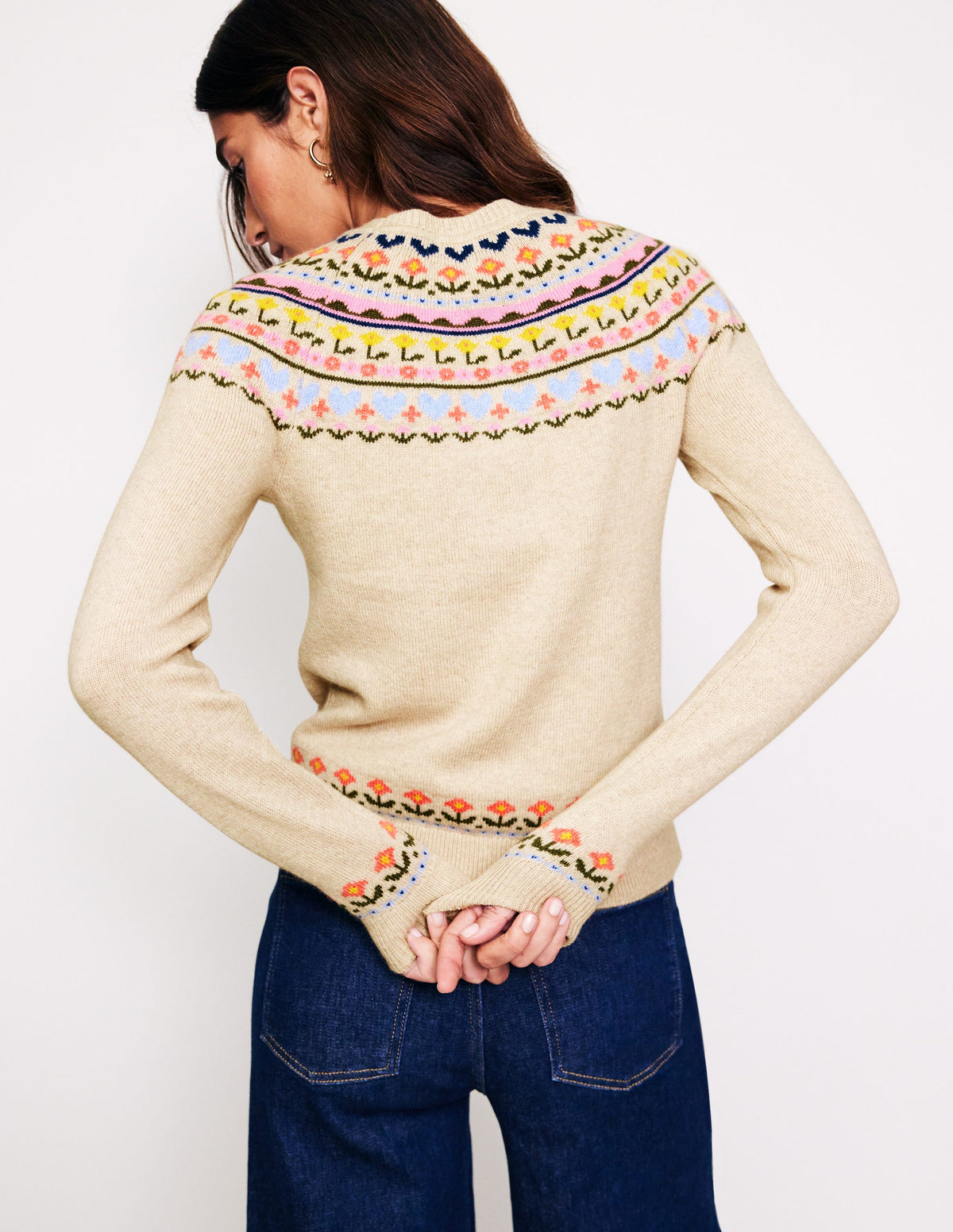 Edie Fair-Isle-Pullover-Haferflocken Meliert, Herzblume - Image 3