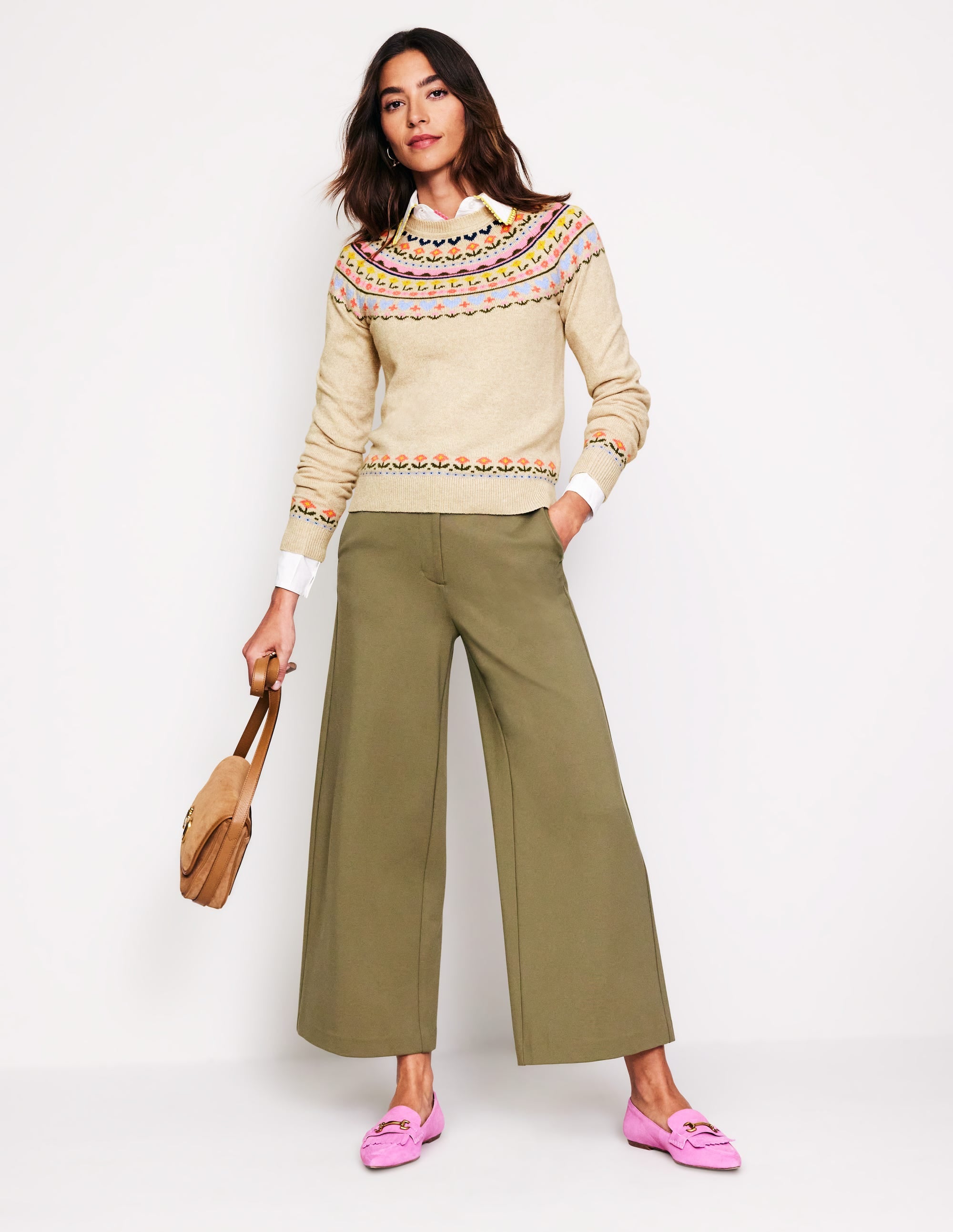 Edie Fair-Isle-Pullover-Haferflocken Meliert, Herzblume - Image 5