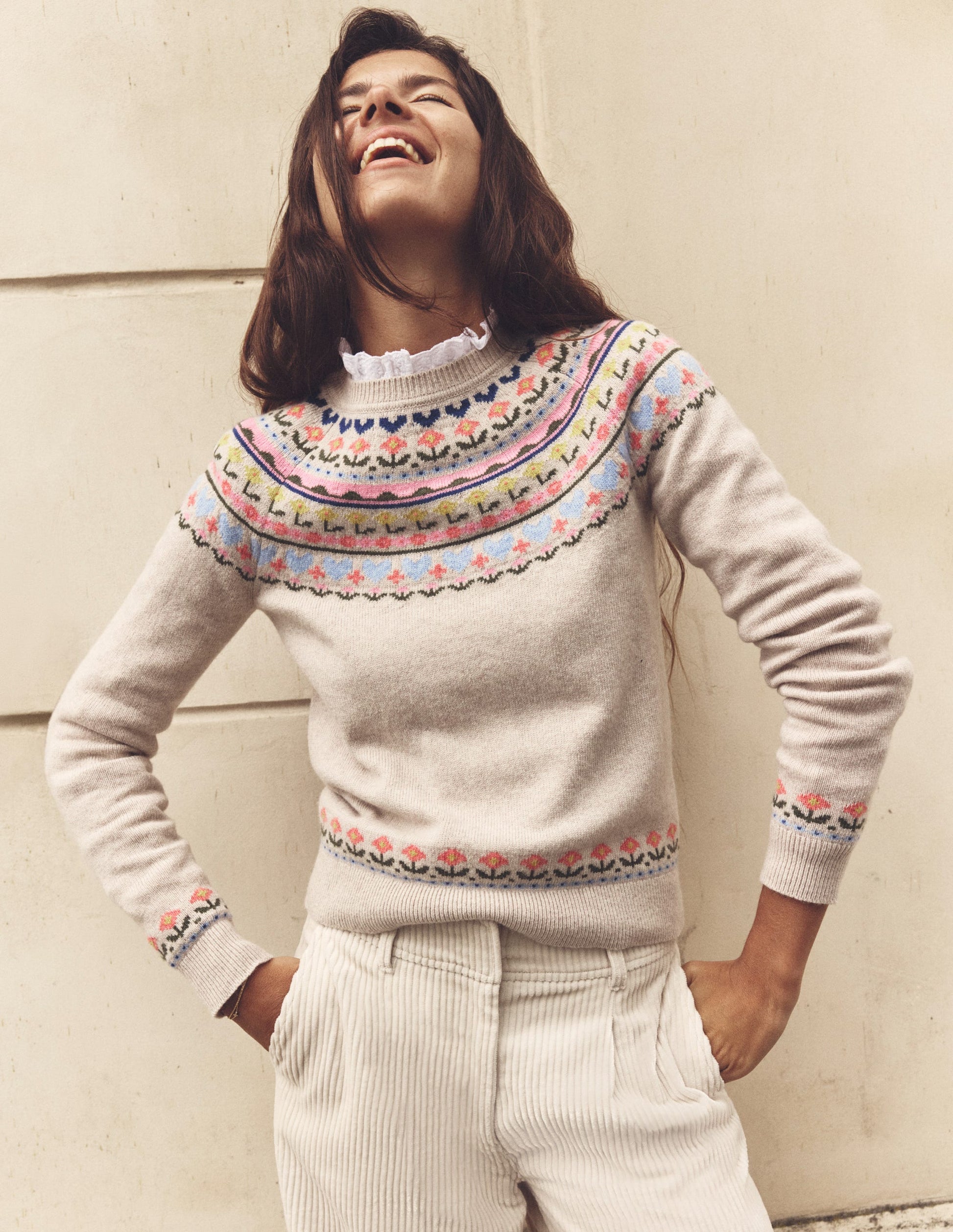 Edie Fair-Isle-Pullover-Haferflocken Meliert, Herzblume-7
