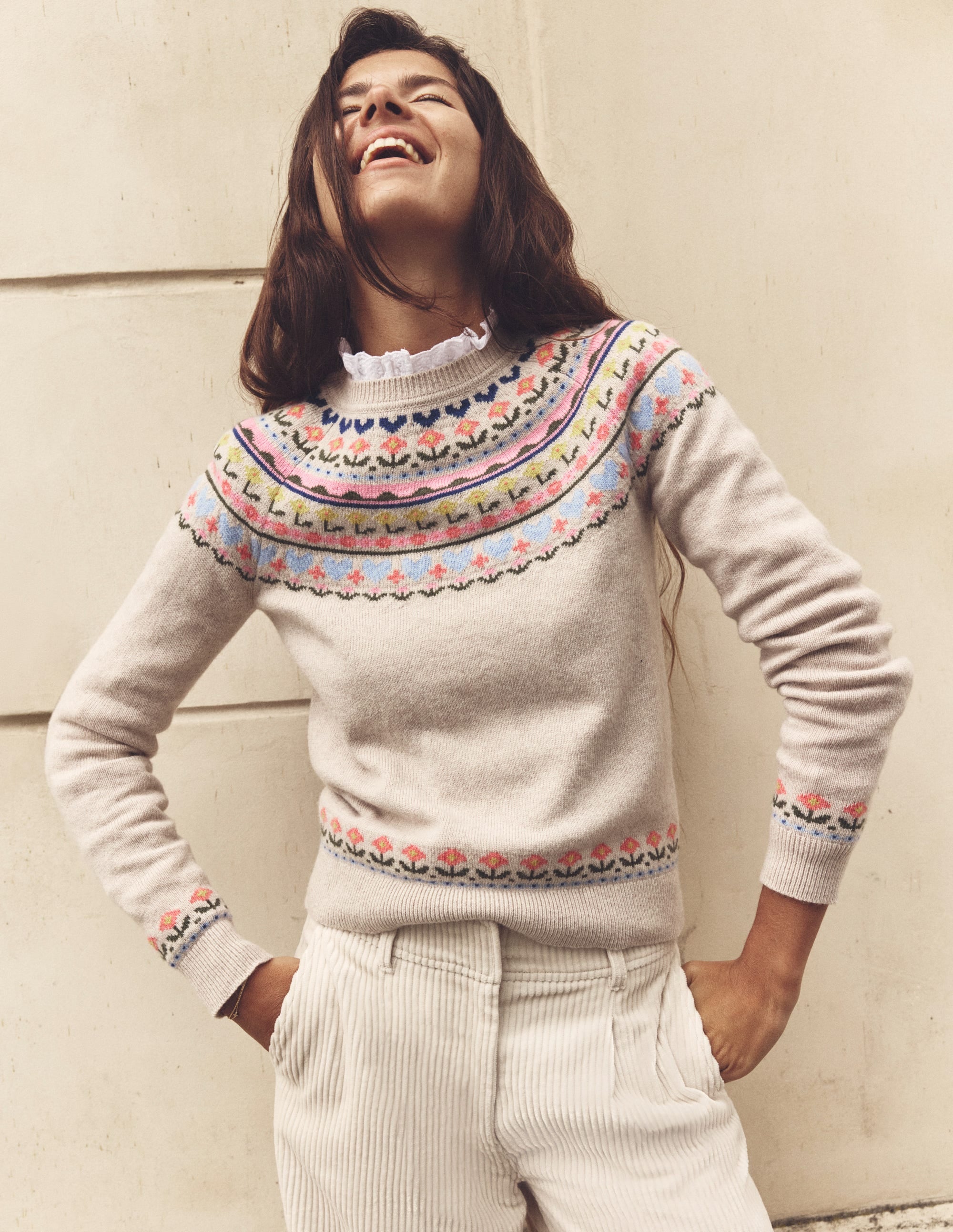 Edie Fair-Isle-Pullover-Haferflocken Meliert, Herzblume - Image 7