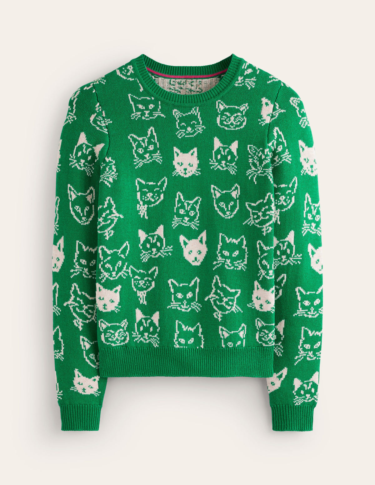 Pull Heather en jacquard-Vert émeraude profond, chats - Image 5