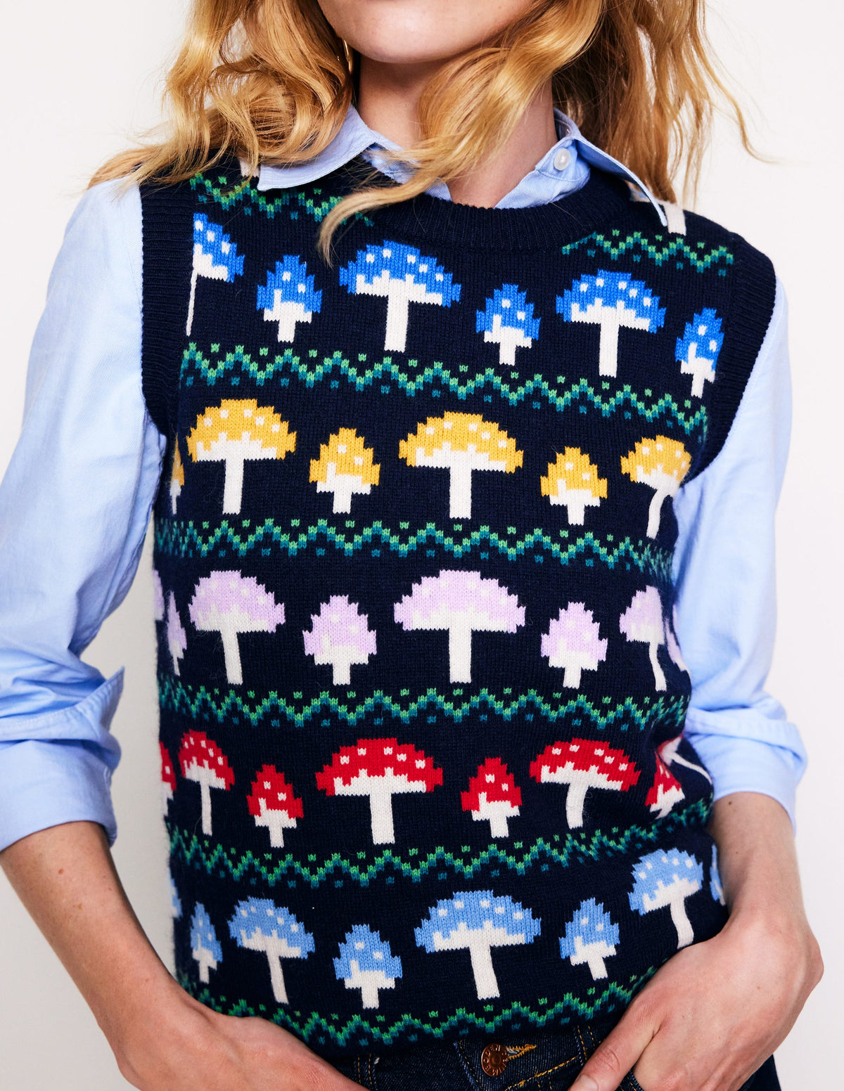 Edie Fair-Isle-Top-Marineblau Pilz-2