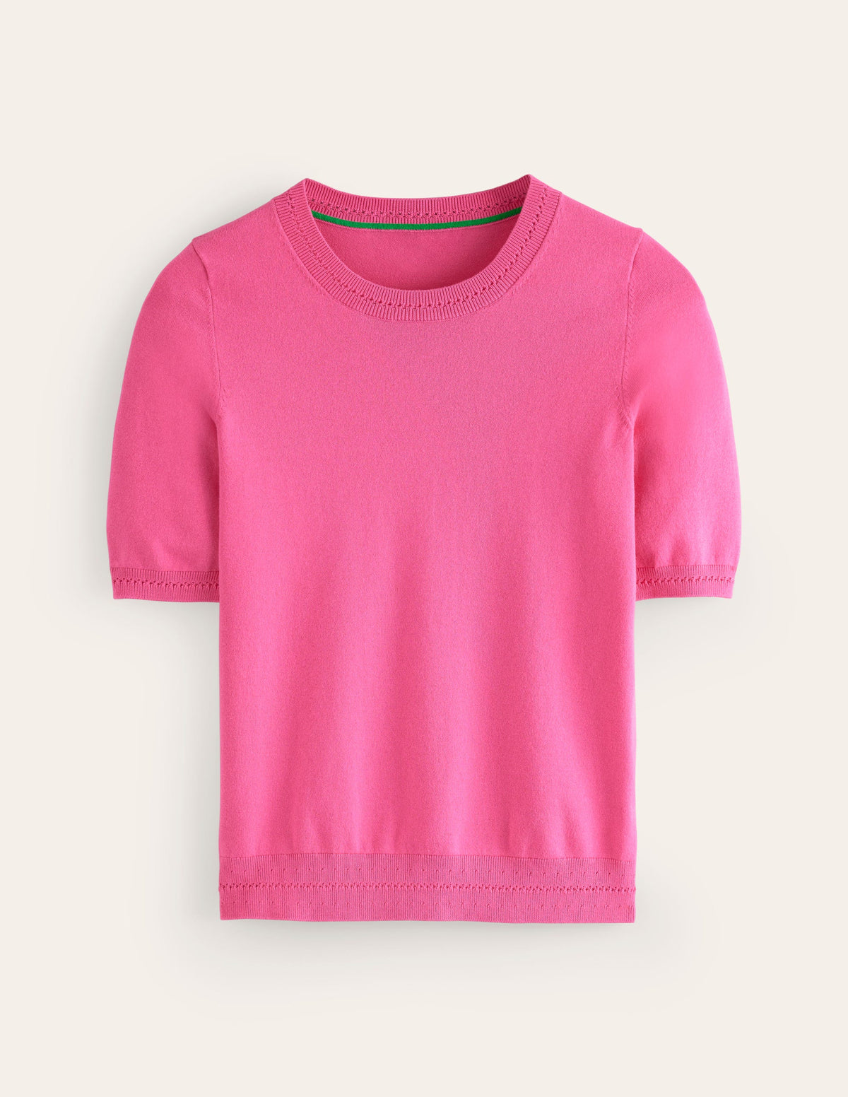 Catriona Cotton Crew T-Shirt-Carmine Rose Pink - Image 2