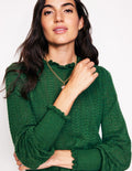 Tia Pullover mit Pointelle-Design und Rüschen-Kieferngrün