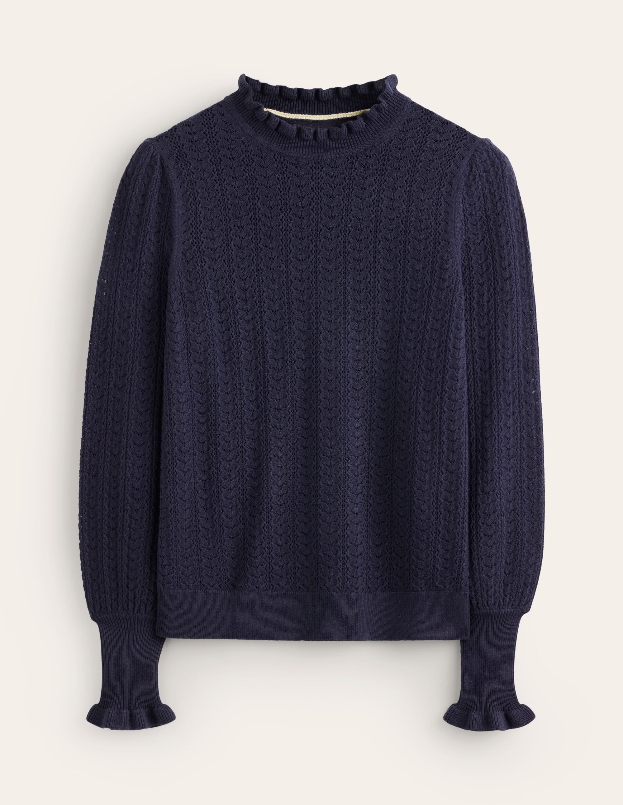 Tia Pullover mit Pointelle-Design und Rüschen-Aqua Marine Marl - Image 5