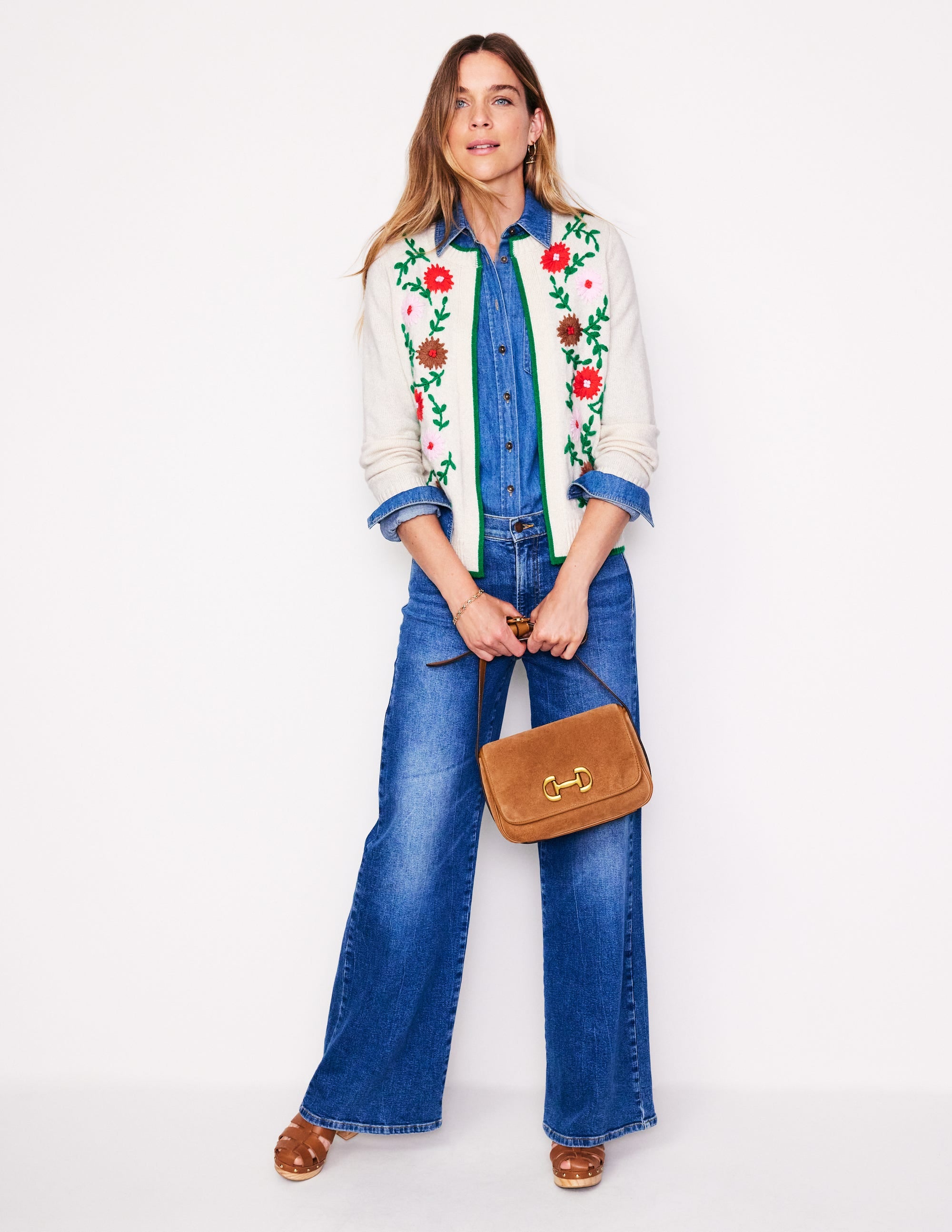 Cardigan mit Blumenstickerei-Black - Image 4