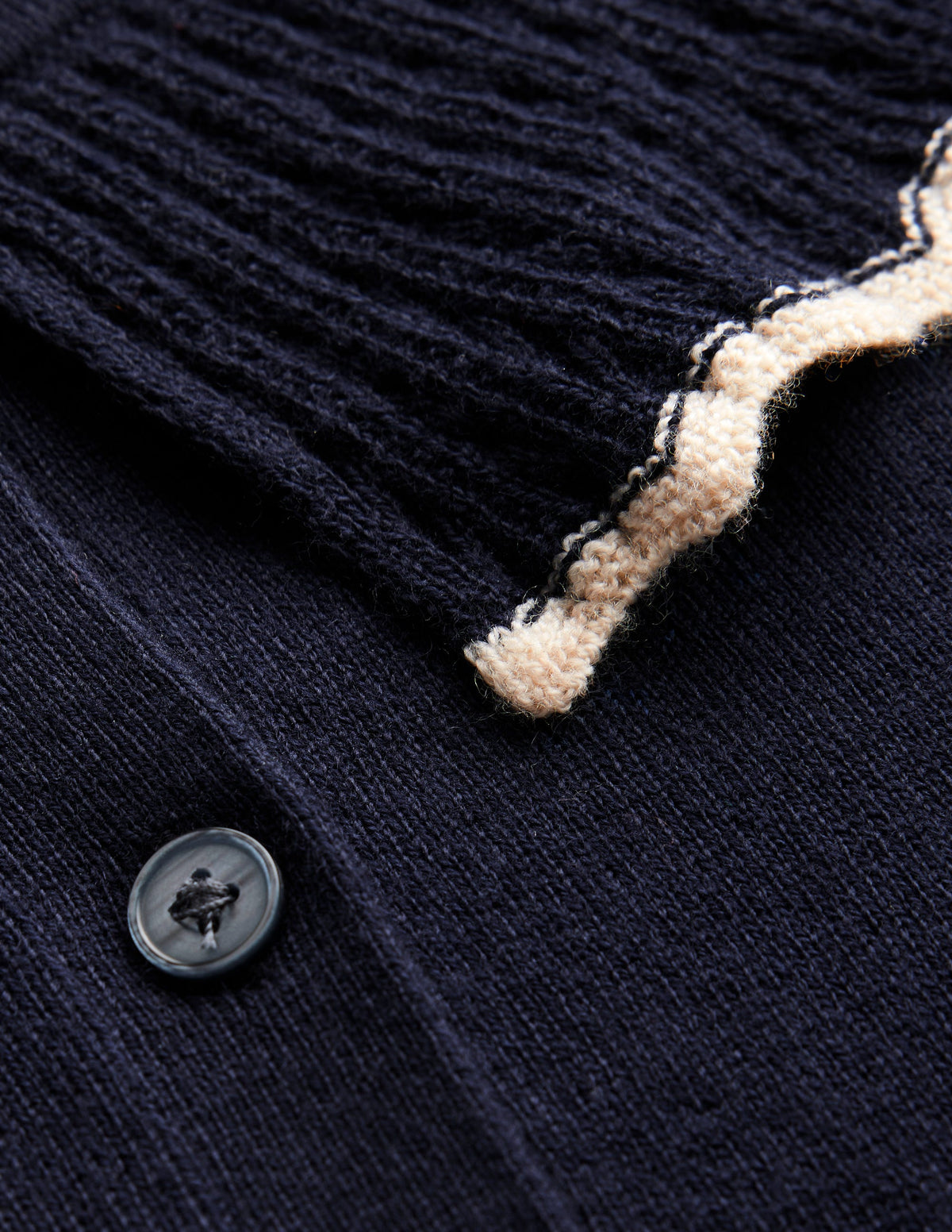 Strickjacke mit Rüschenkragen-Aqua Marine Marl-6