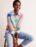 Natasha Pullover mit originellem Design-Grau, Herzen