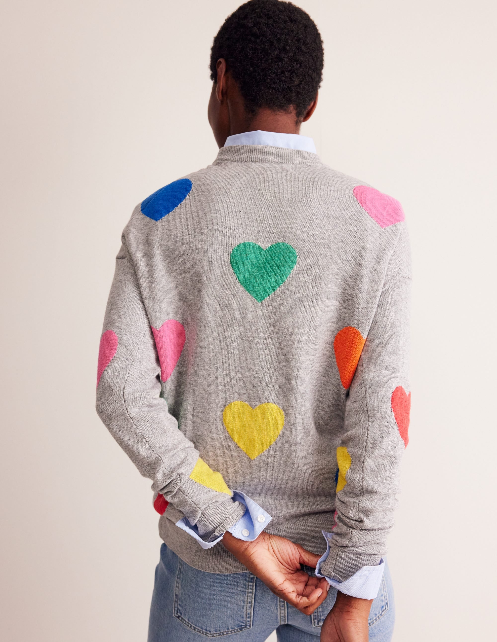 Natasha Pullover mit originellem Design-Grau, Herzen - Image 3