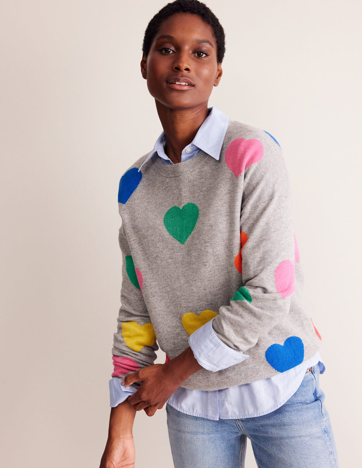 Natasha Pullover mit originellem Design-Grau, Herzen-5