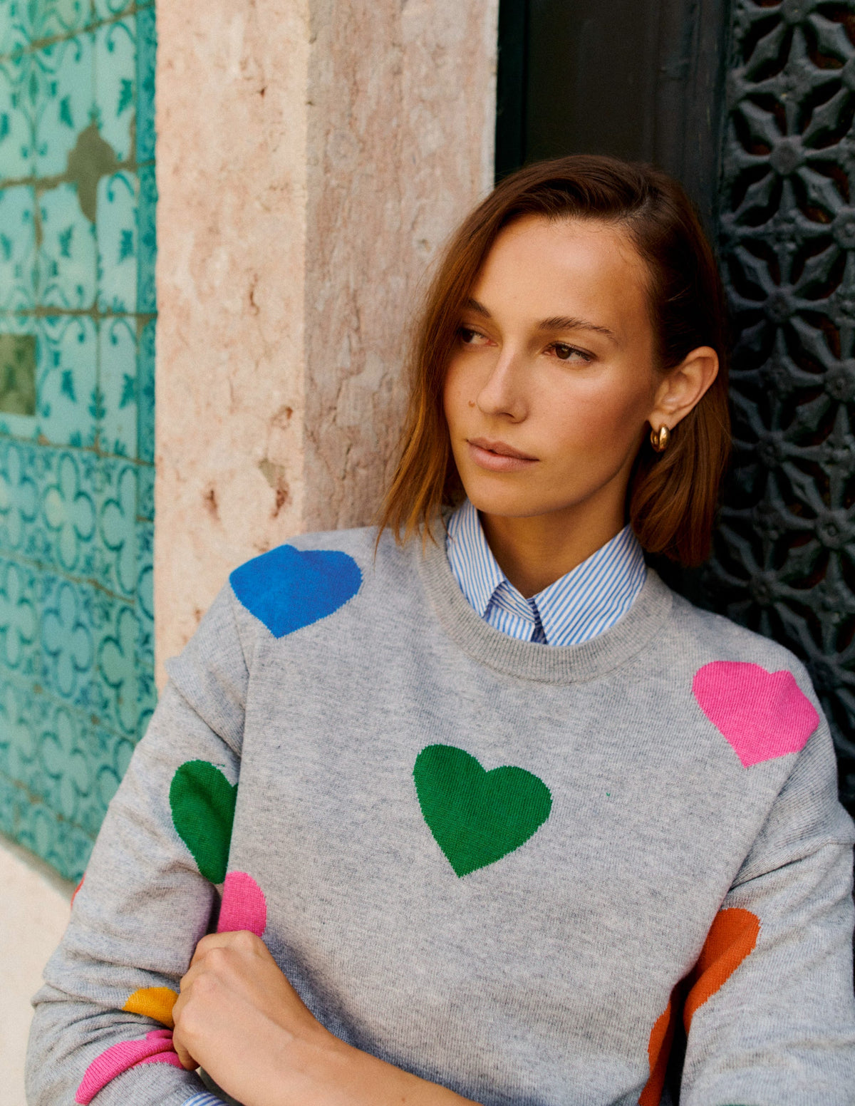 Natasha Pullover mit originellem Design-Grau, Herzen-6