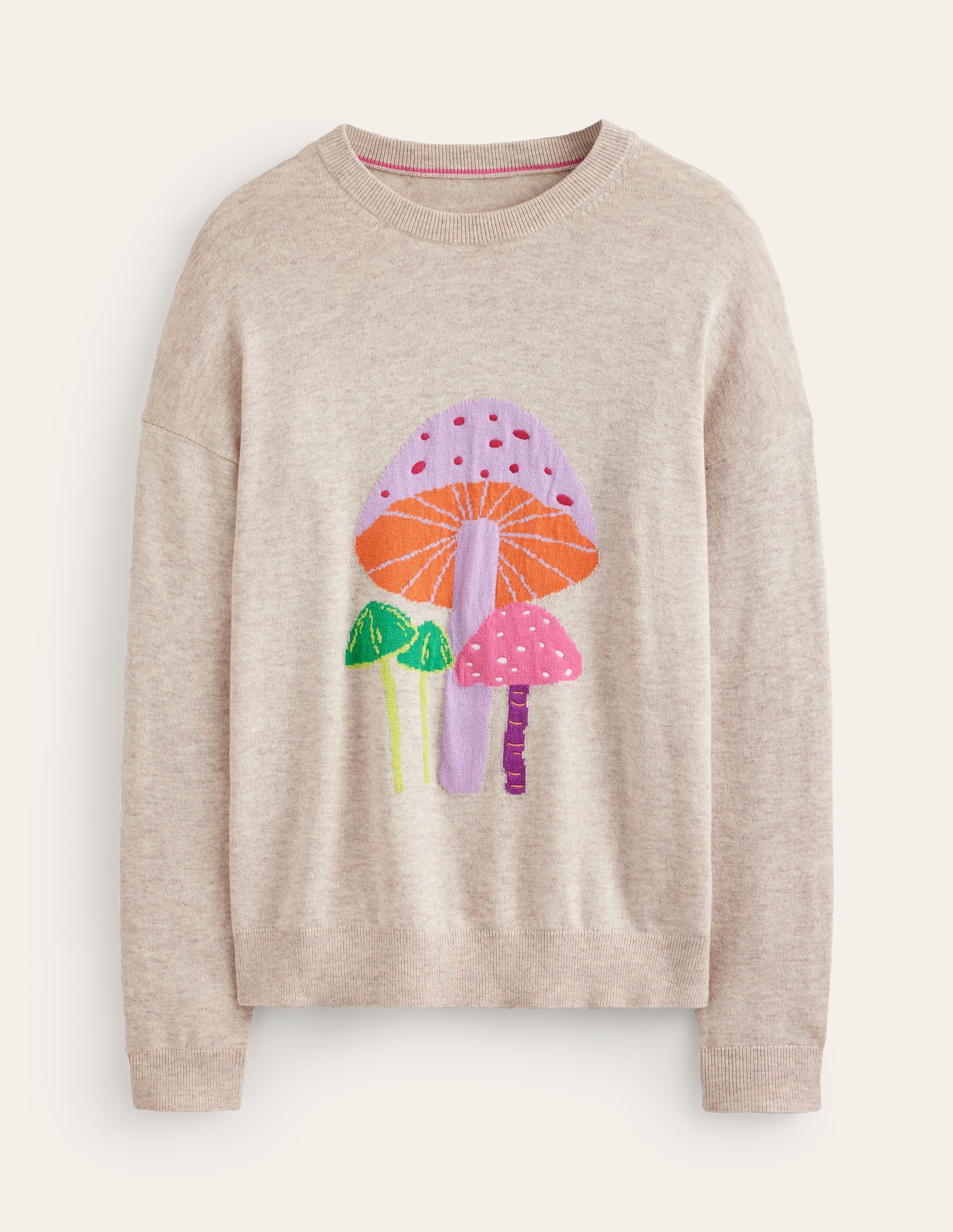 Natasha Pullover mit originellem Design-Haferbeige, Pilze - Image 5
