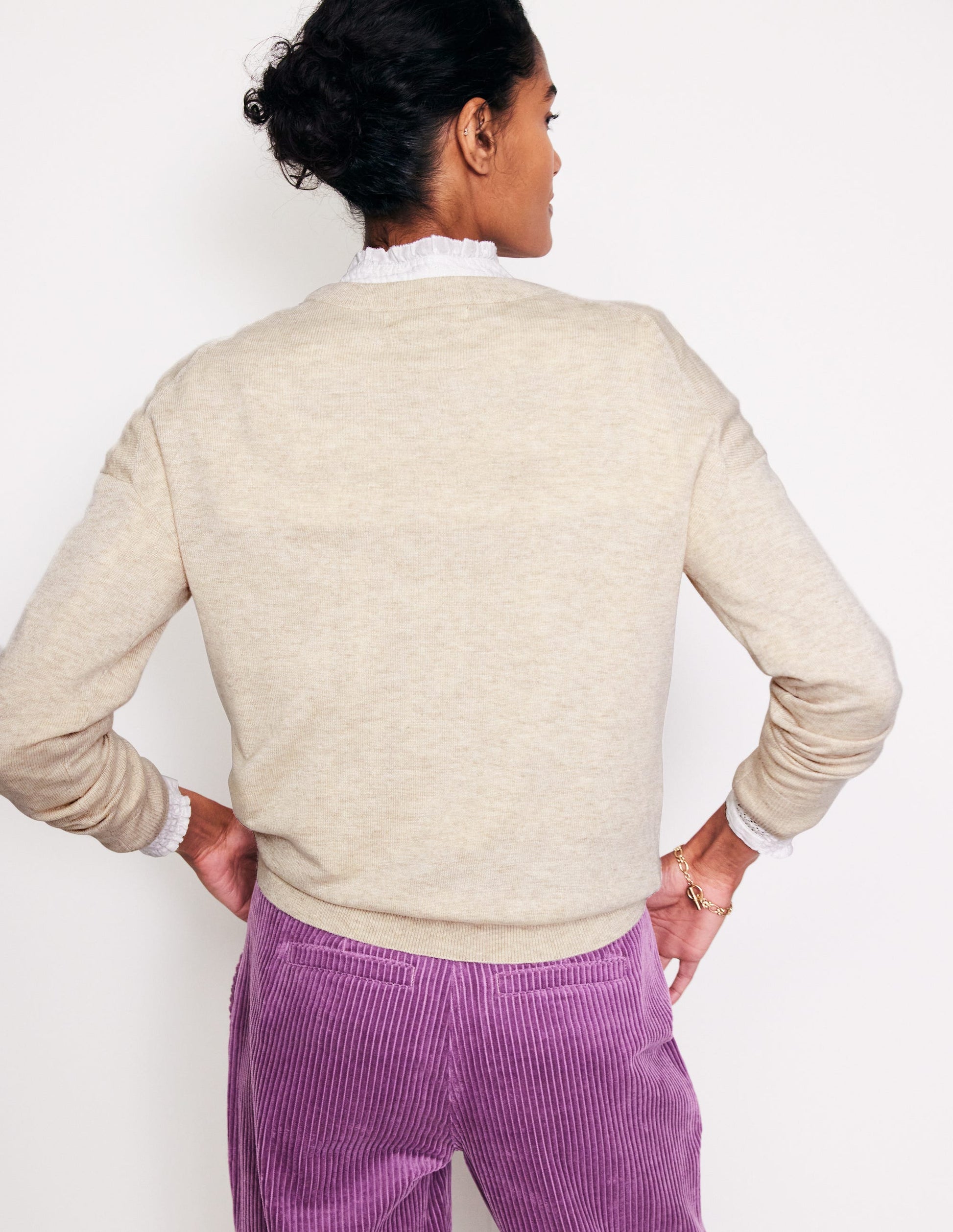 Natasha Pullover mit originellem Design-Haferbeige, Pilze-3