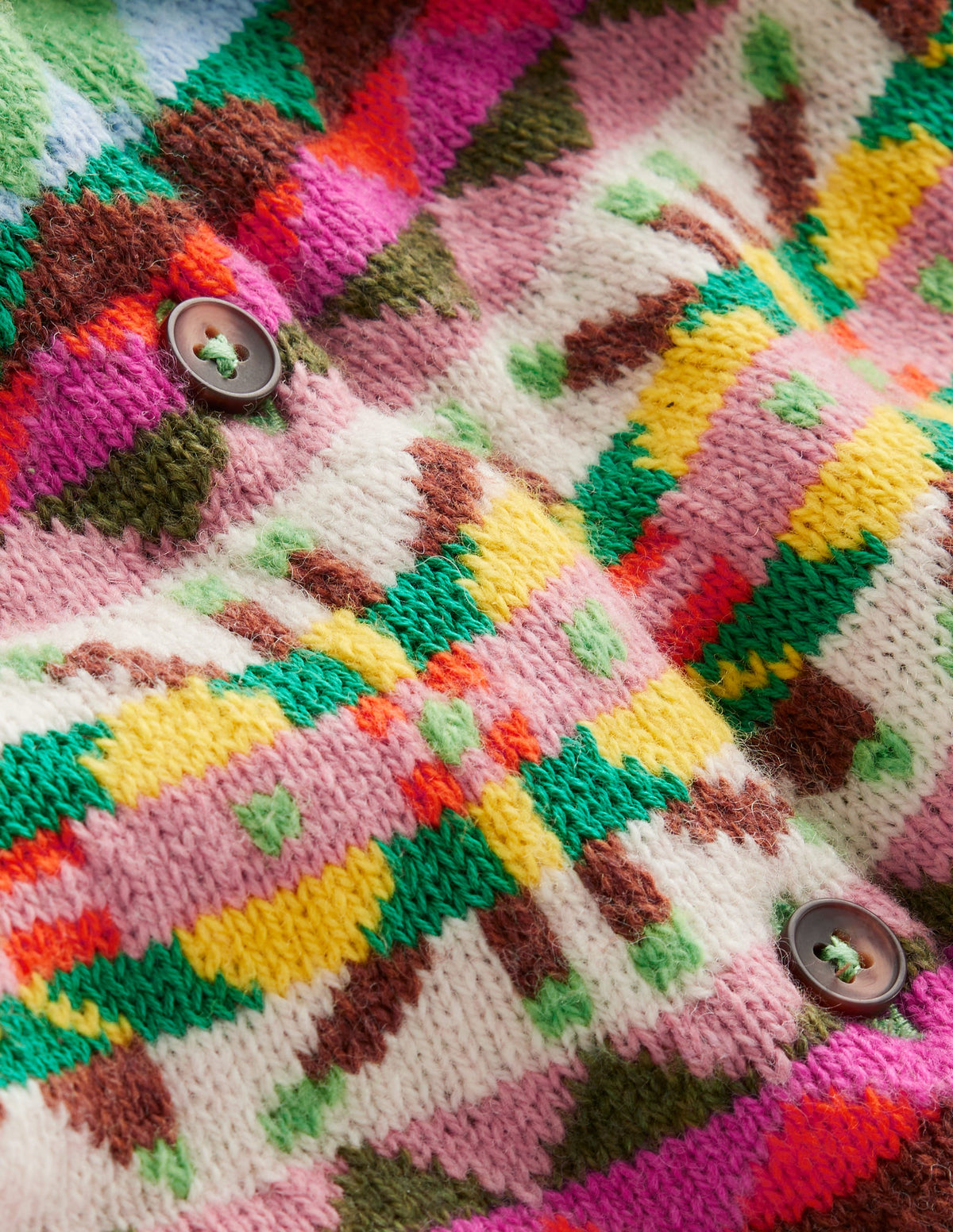 Fae Fair Isle Frilled Cardigan-Green - Image 7
