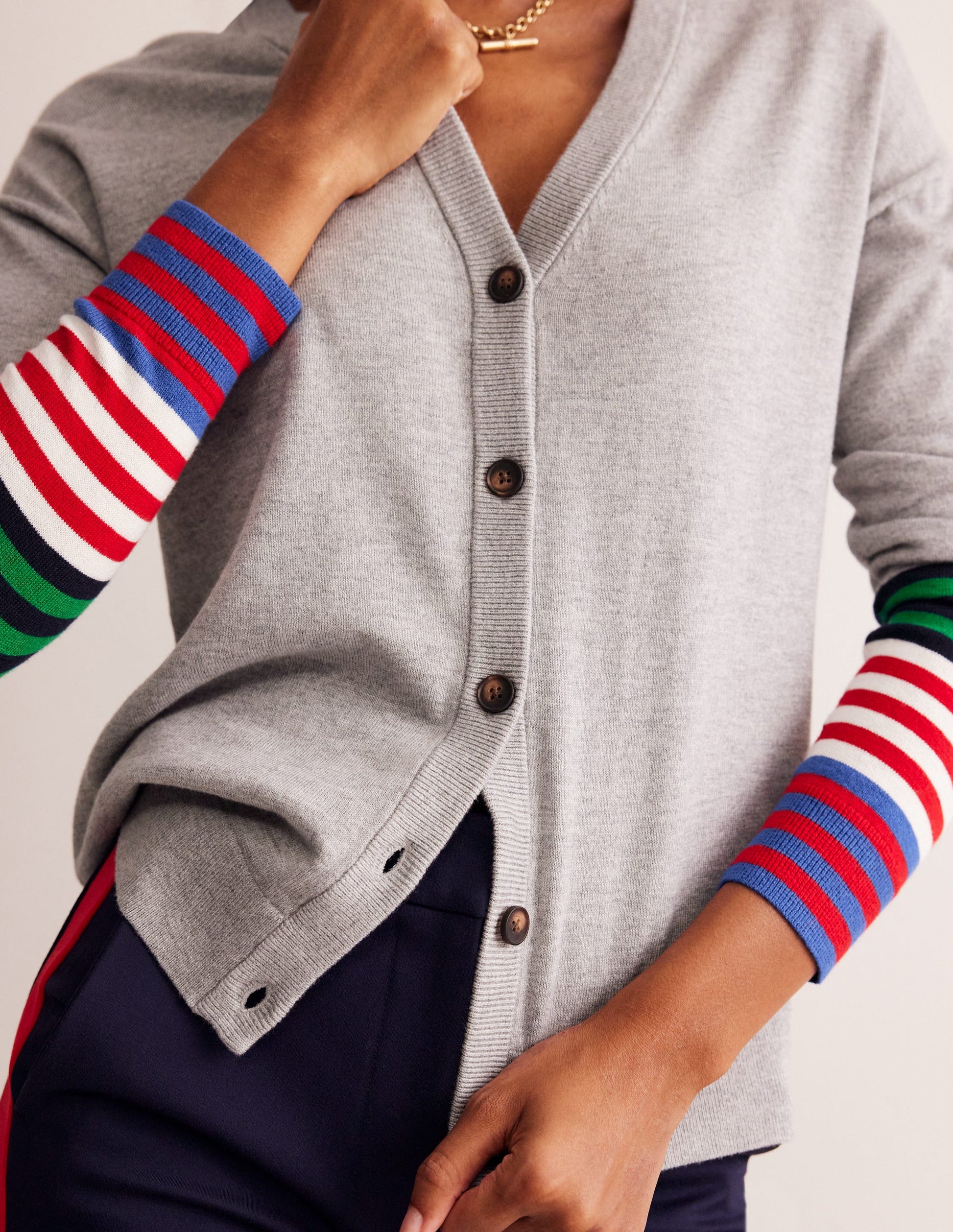 Annie Cardigan-Blaugrau Meliert-2