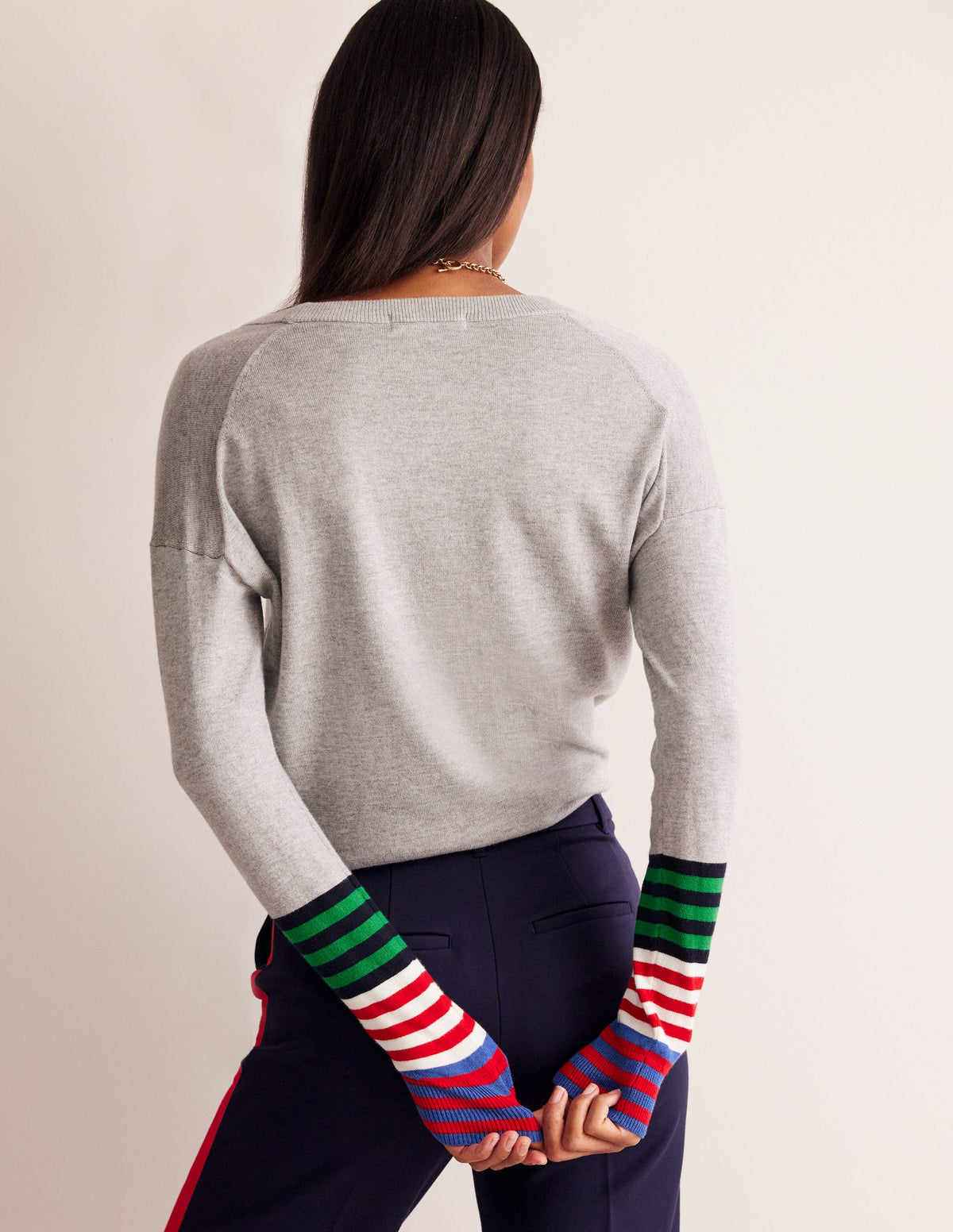 Annie Cardigan-Blaugrau Meliert - Image 3