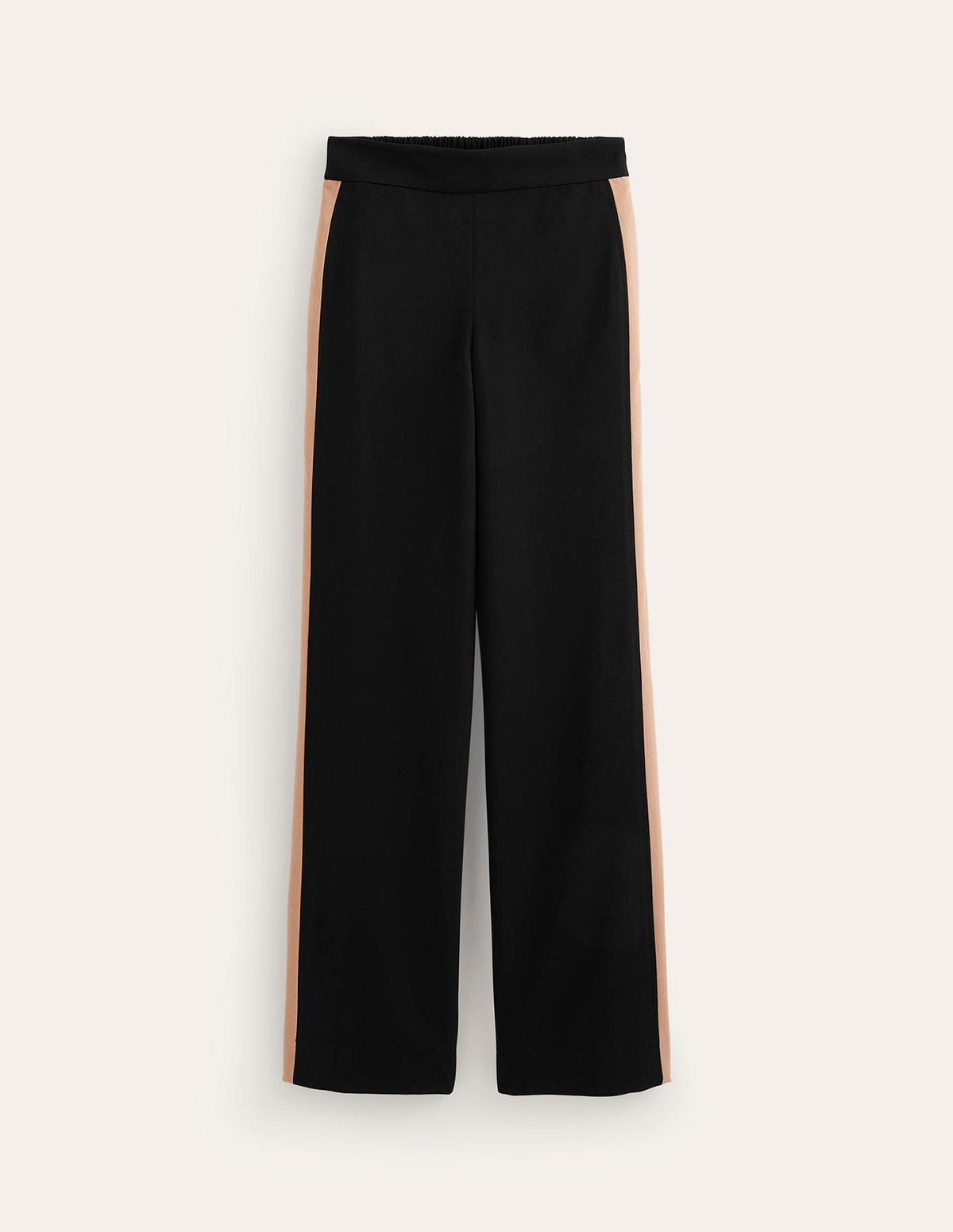 Pantalon rayé sur les côtés à enfiler-Noir avec rayure camel-5