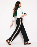 Pantalon rayé sur les côtés à enfiler-Noir avec rayure camel