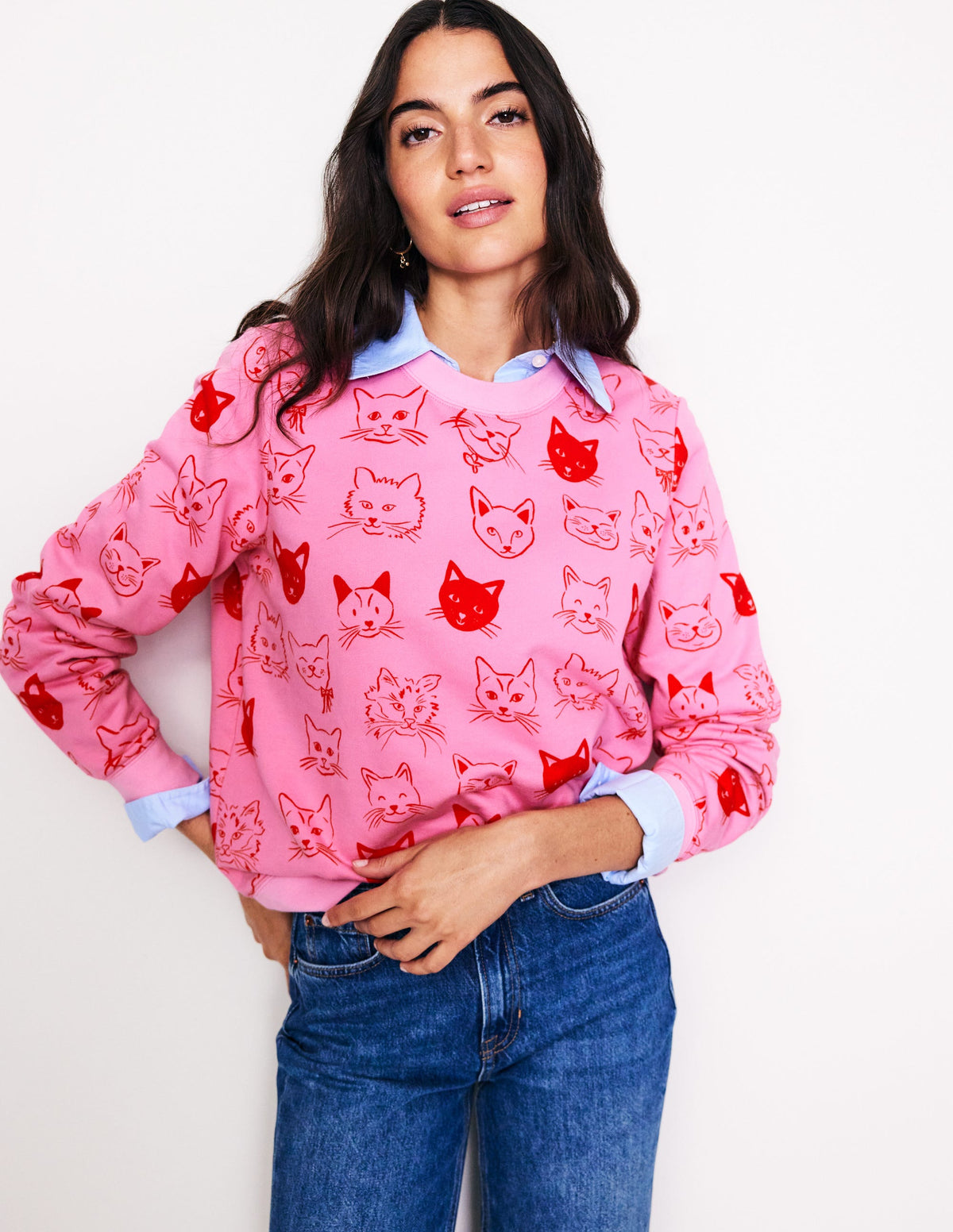 Hannah Sweatshirt mit Print-Erdbeer-Sorbet, Katzen - Image 1