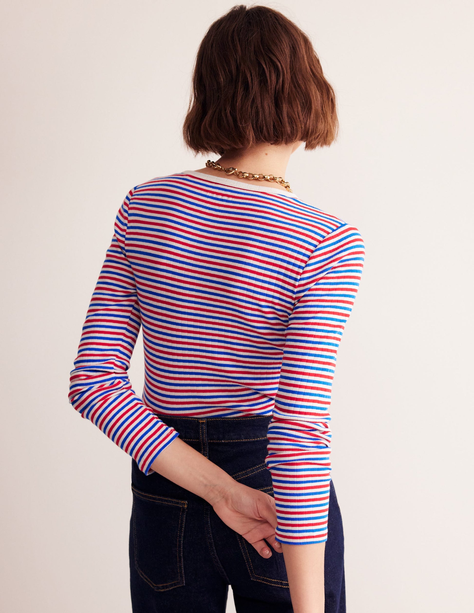 Anna Langarm-T-Shirt aus Rippstrick-Rot und Directoire-Blau-3