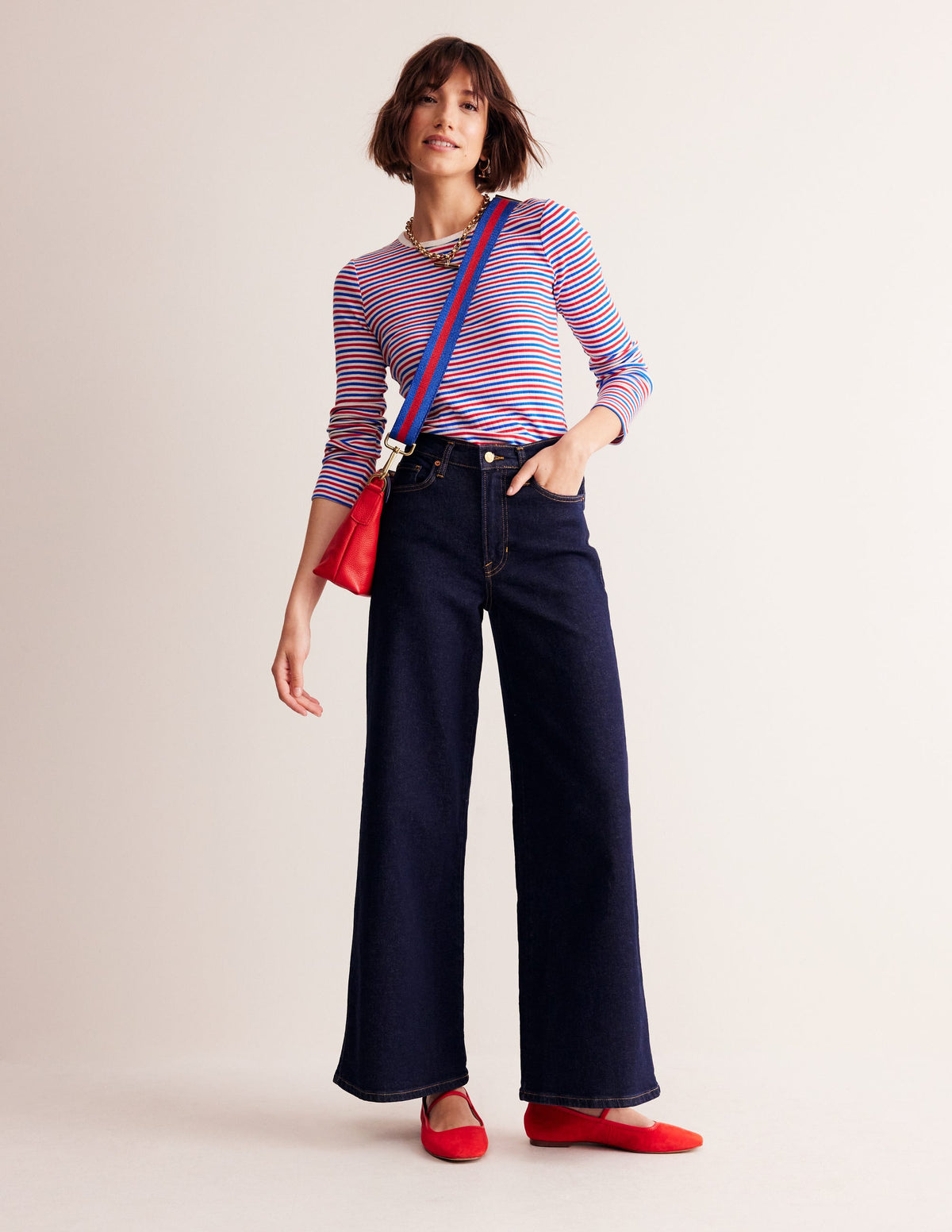 Anna Langarm-T-Shirt aus Rippstrick-Rot und Directoire-Blau - Image 4