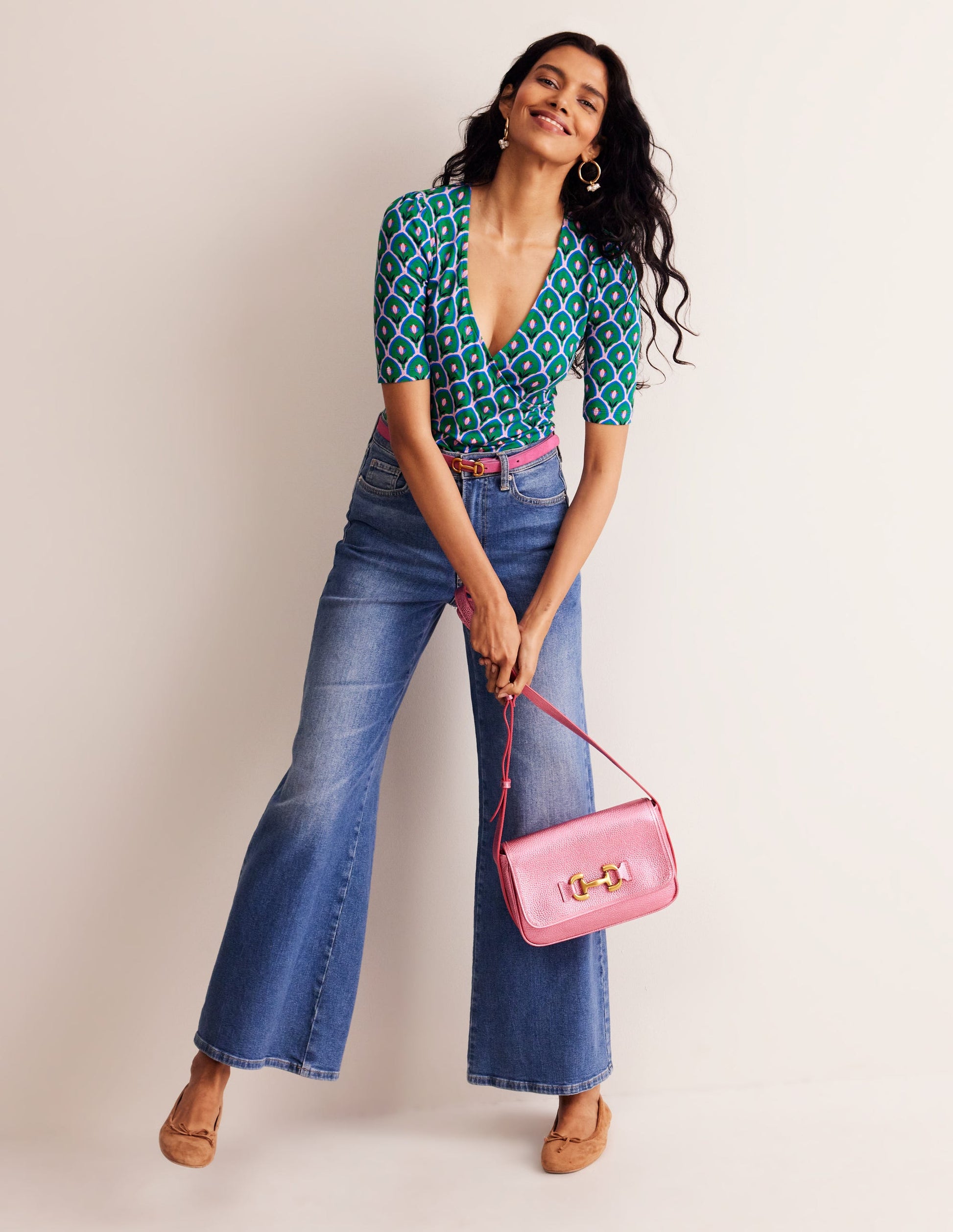 Wrap Front Jersey Top-Rich Emerald, Tulip-4