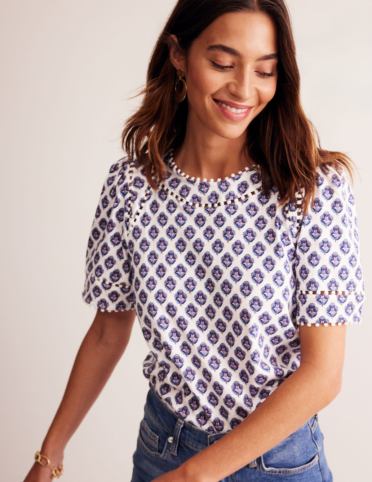Mila Trim Detail Top-Ivory, Pome Stamp-1