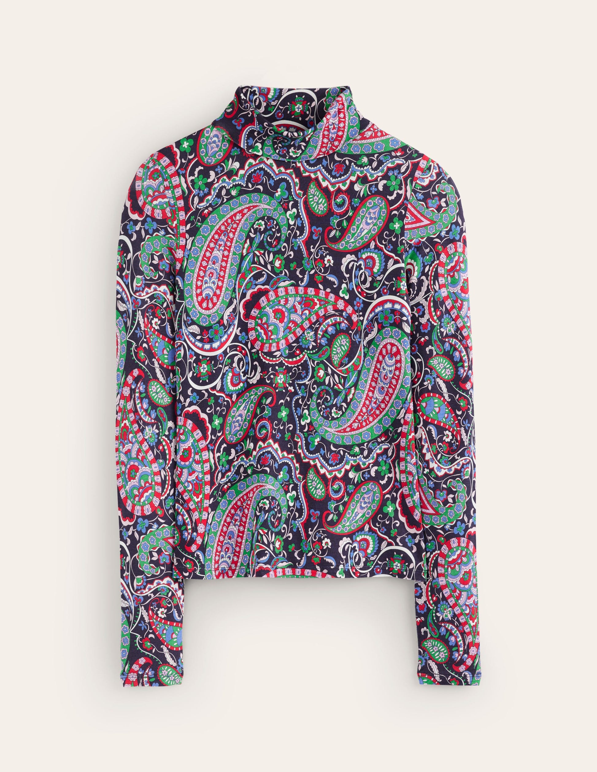 Polly Jersey-Oberteil-Marineblau, Paisley Paradies-5