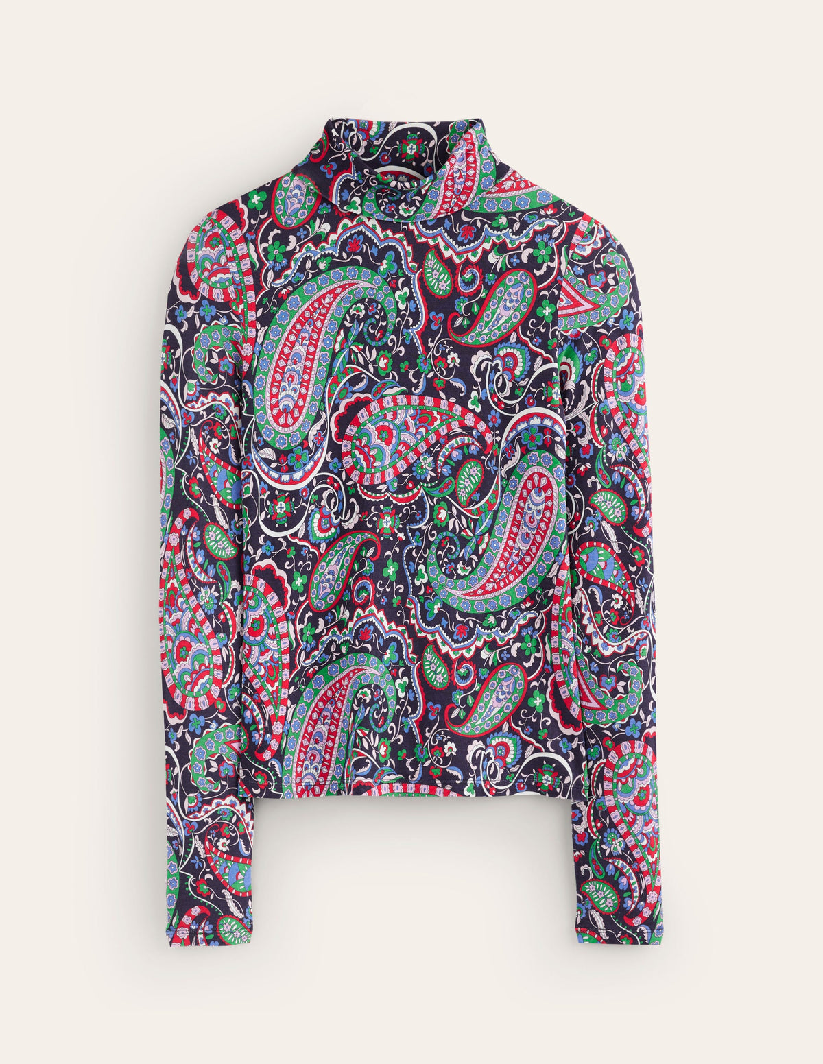 Polly Jersey-Oberteil-Marineblau, Paisley Paradies - Image 5