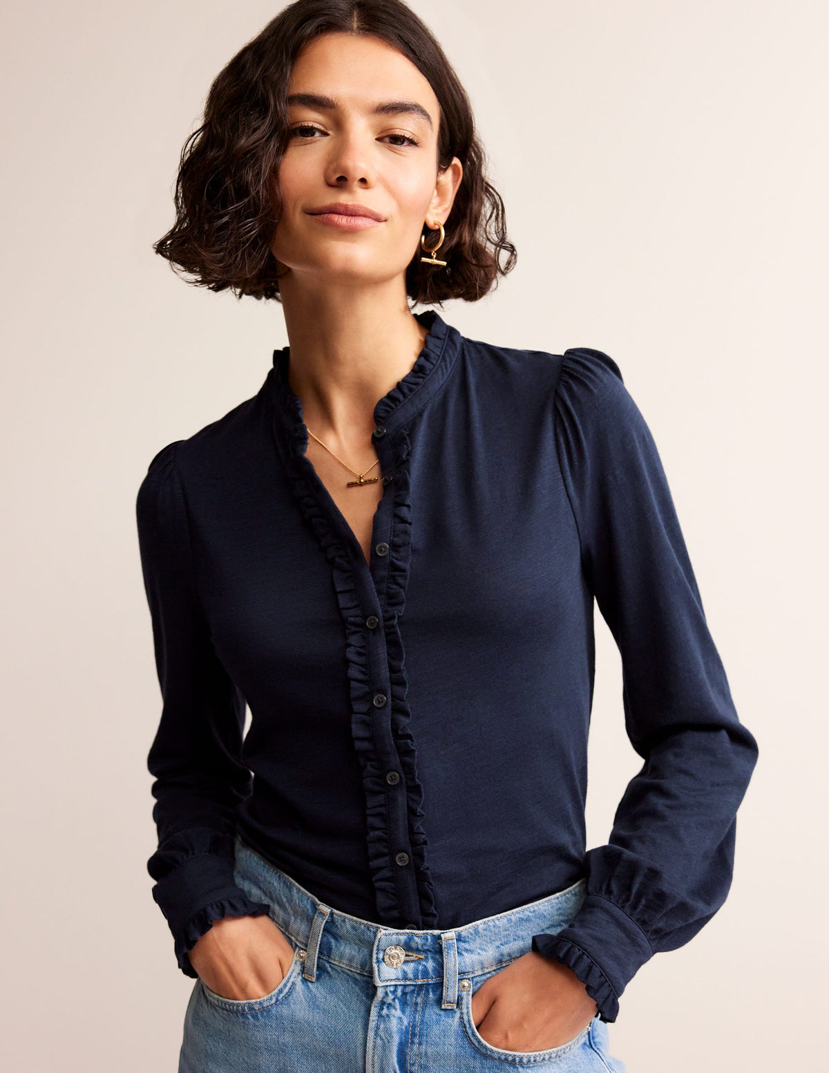 Caroline Jersey-Hemd-Aqua Marine Marl - Image 1