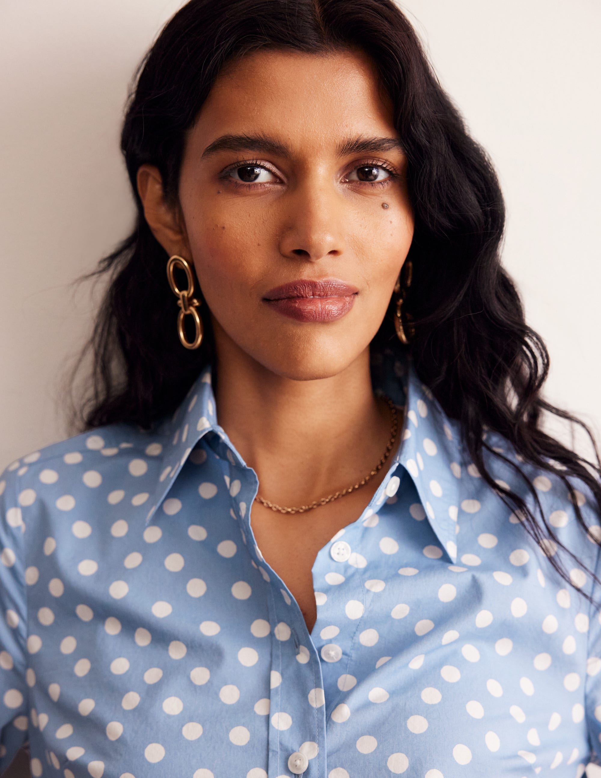 Chemise Sienna en coton-Bleu français, pois abstrait - Image 2