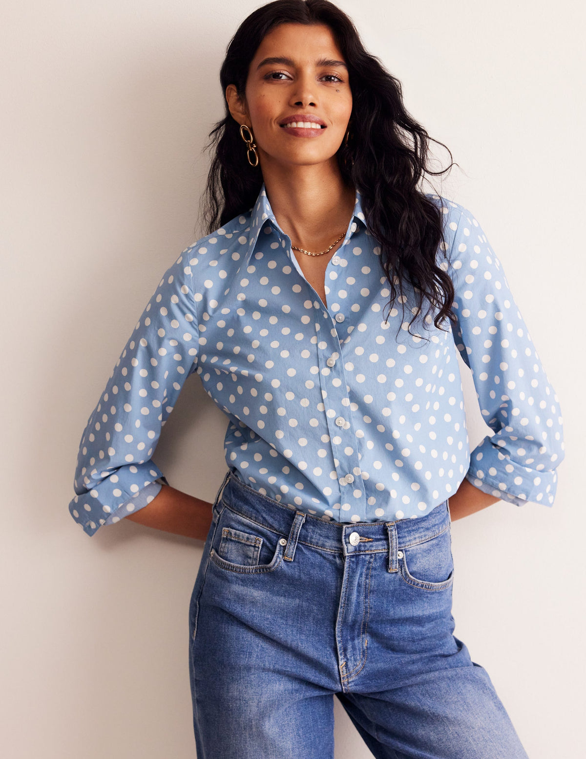 Chemise Sienna en coton-Bleu français, pois abstrait - Image 4