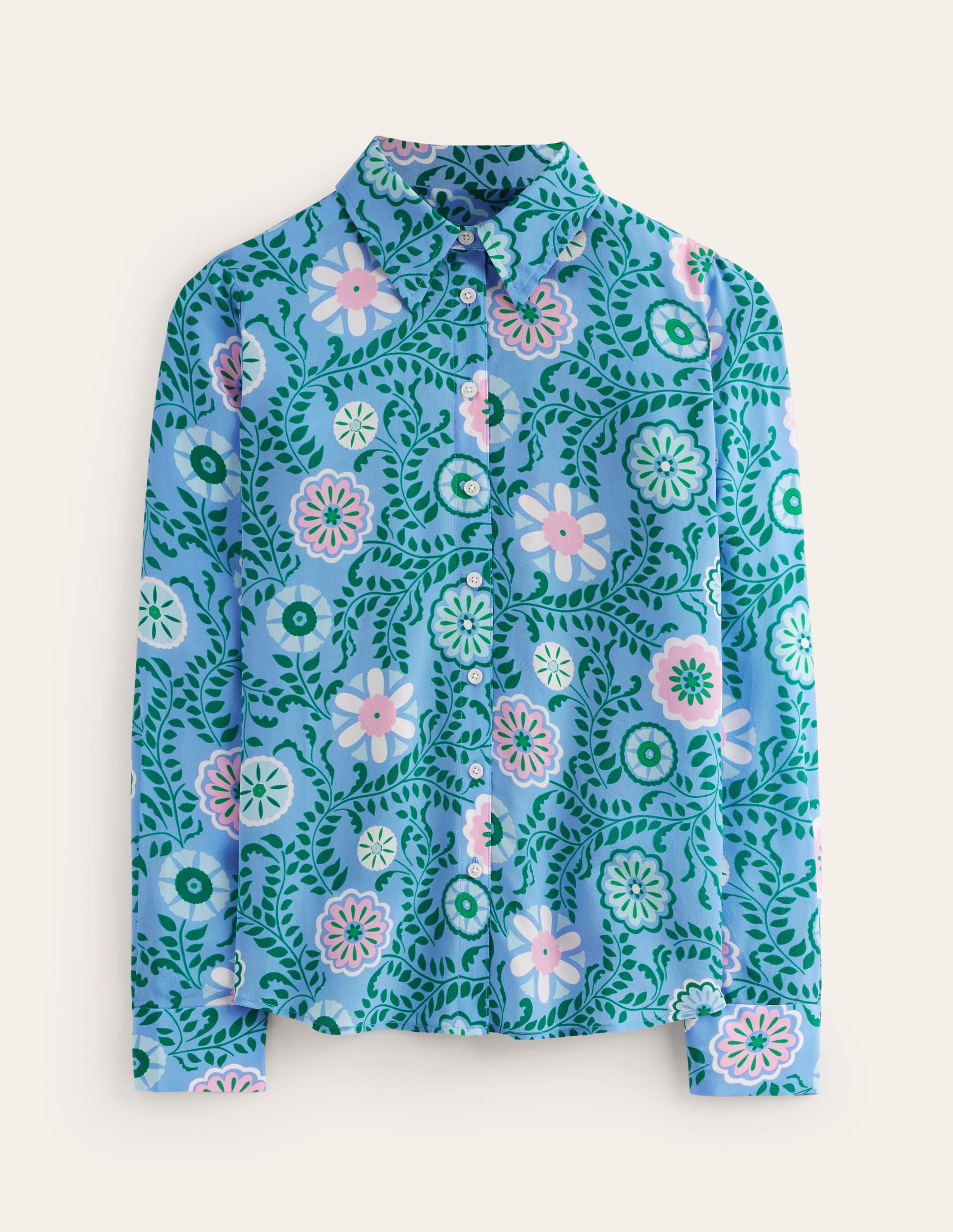 Sienna Seidenhemd-Vintage-Blau, Wiesenrebe - Image 5