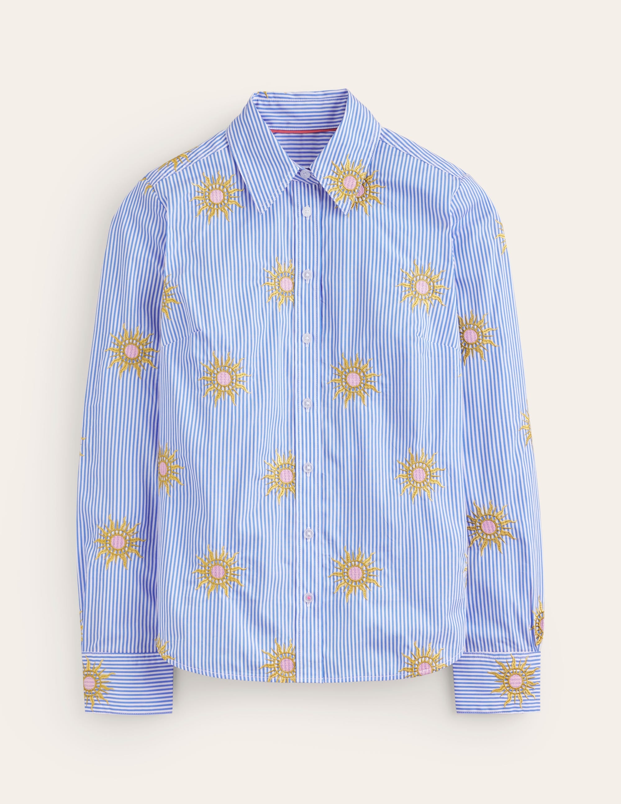 Sienna Interest Cotton Shirt-Sun, Blue Stripe - Image 6
