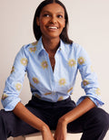 Sienna Interest Cotton Shirt-Sun, Blue Stripe