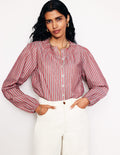 Blouse Mae en coton à smocks-Rayé Rouge