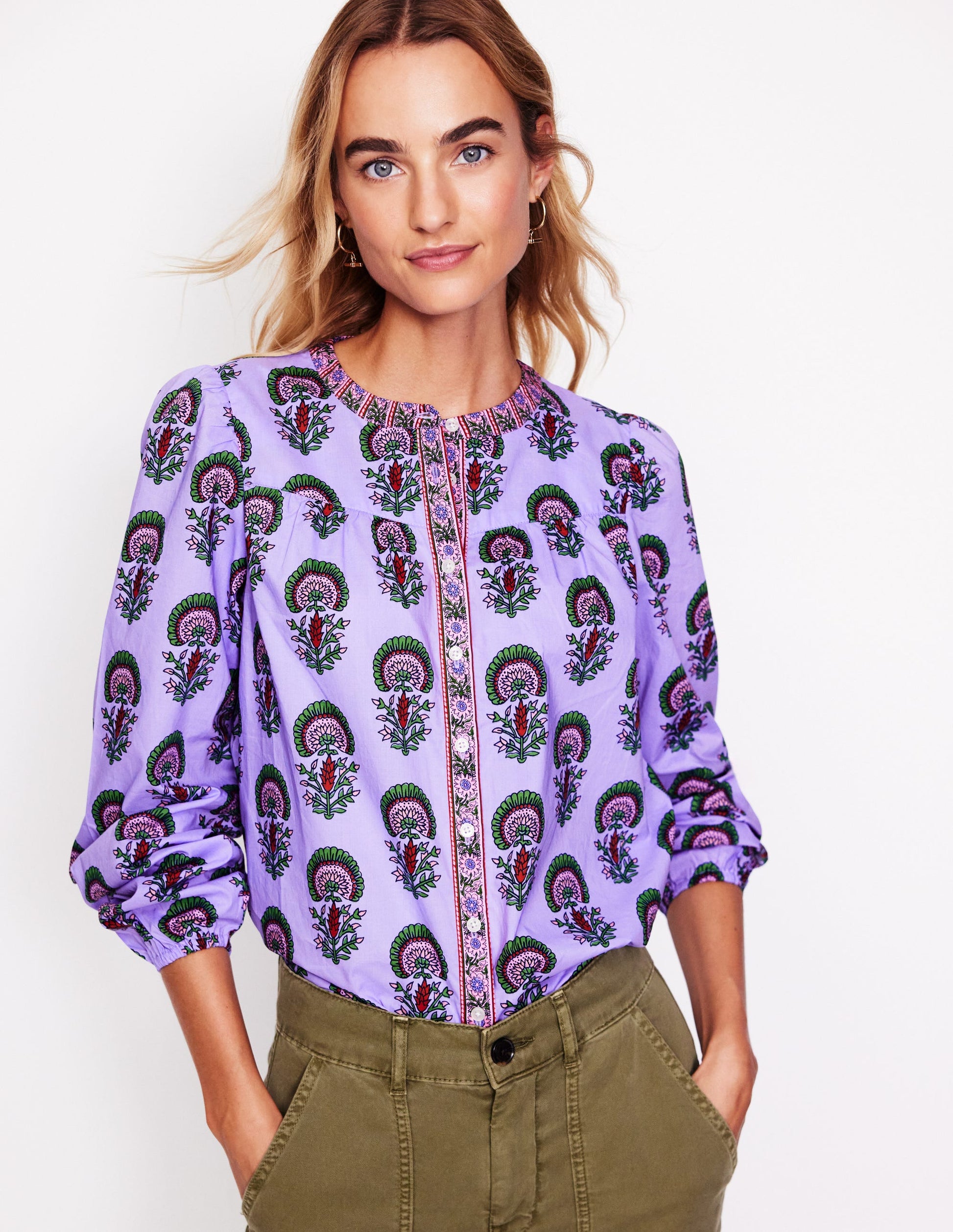Savannah Baumwollbluse-Iris-Lila, Passionsblume-2