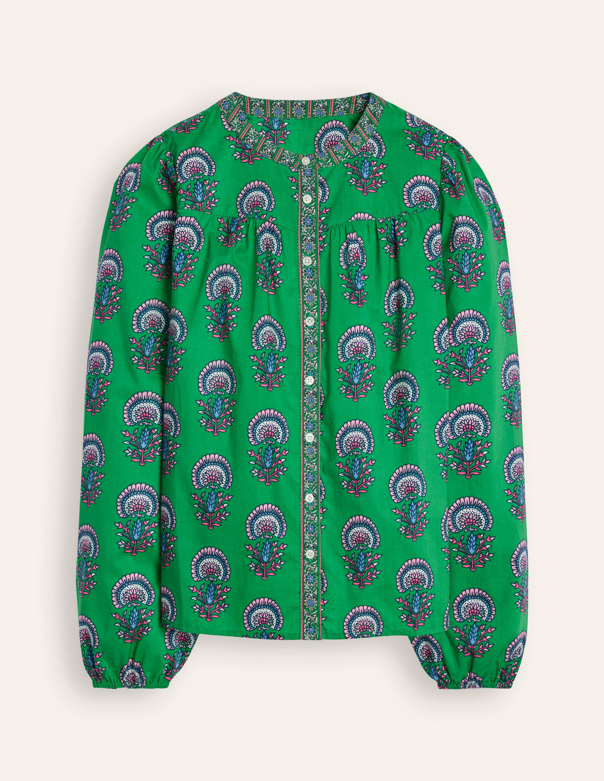 Blouse Savannah en coton-Émeraude profond, motif Passion Bud - Image 5