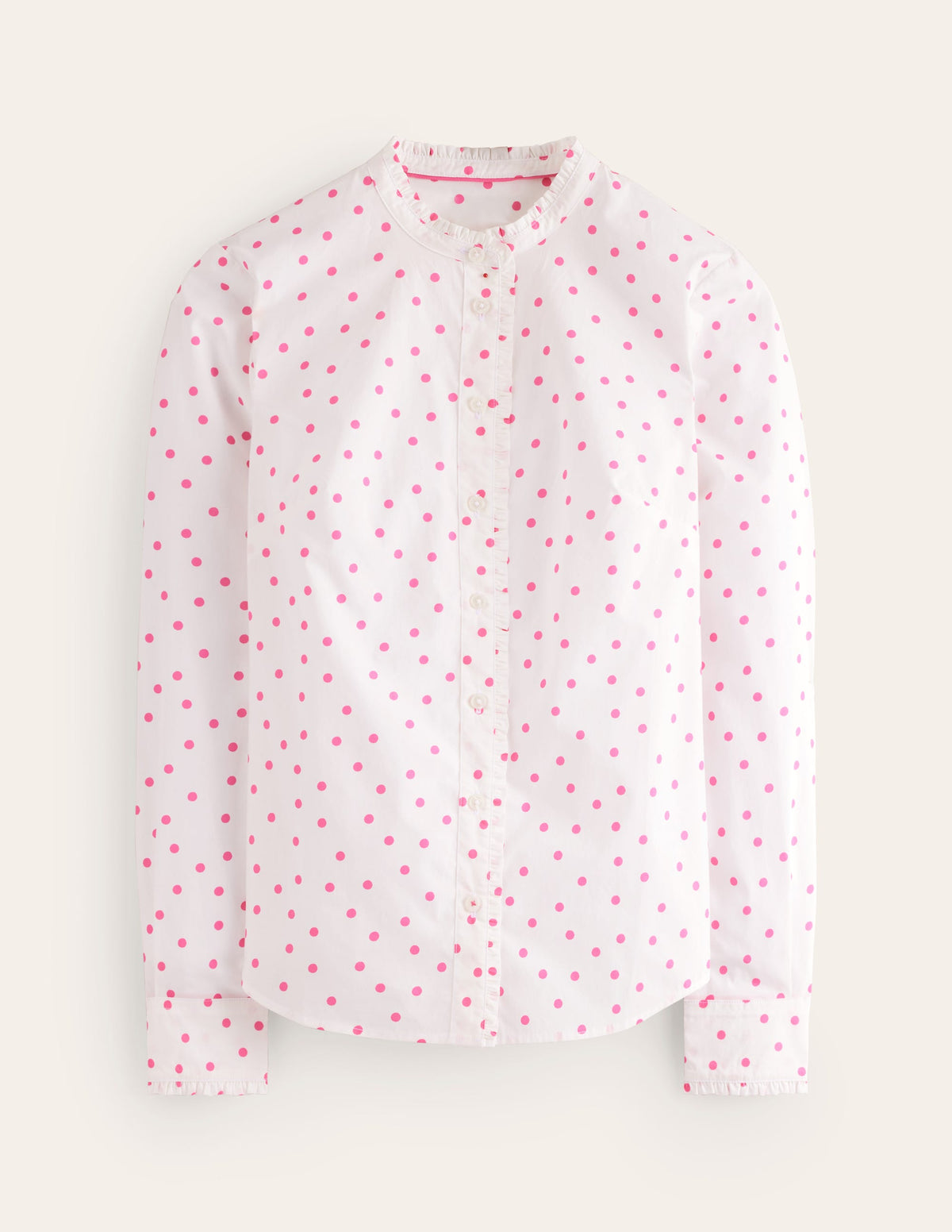 Phoebe Hemd-Naturweiß, Festliches Rosa Punkte-5
