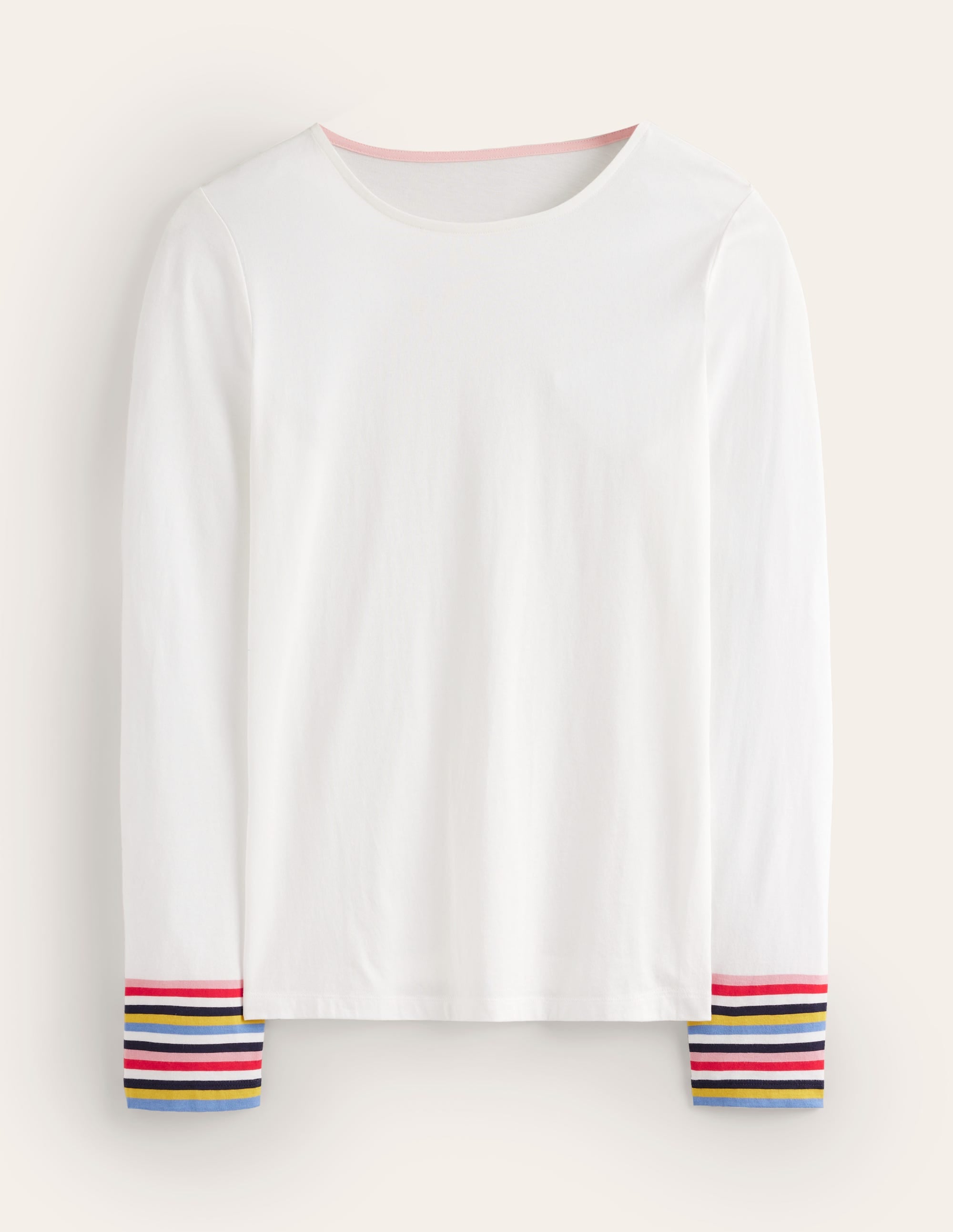 Supersoft Crew Neck Top-White Multi Stripe Cuff - Image 5