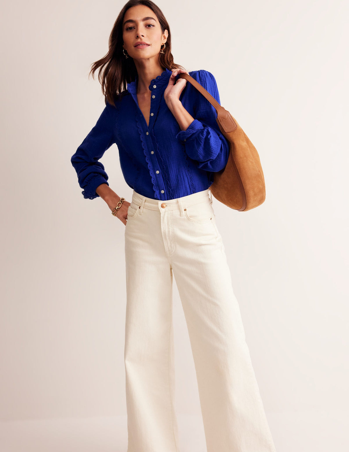 Blouse festonnée double-étoffe-Black - Image 1